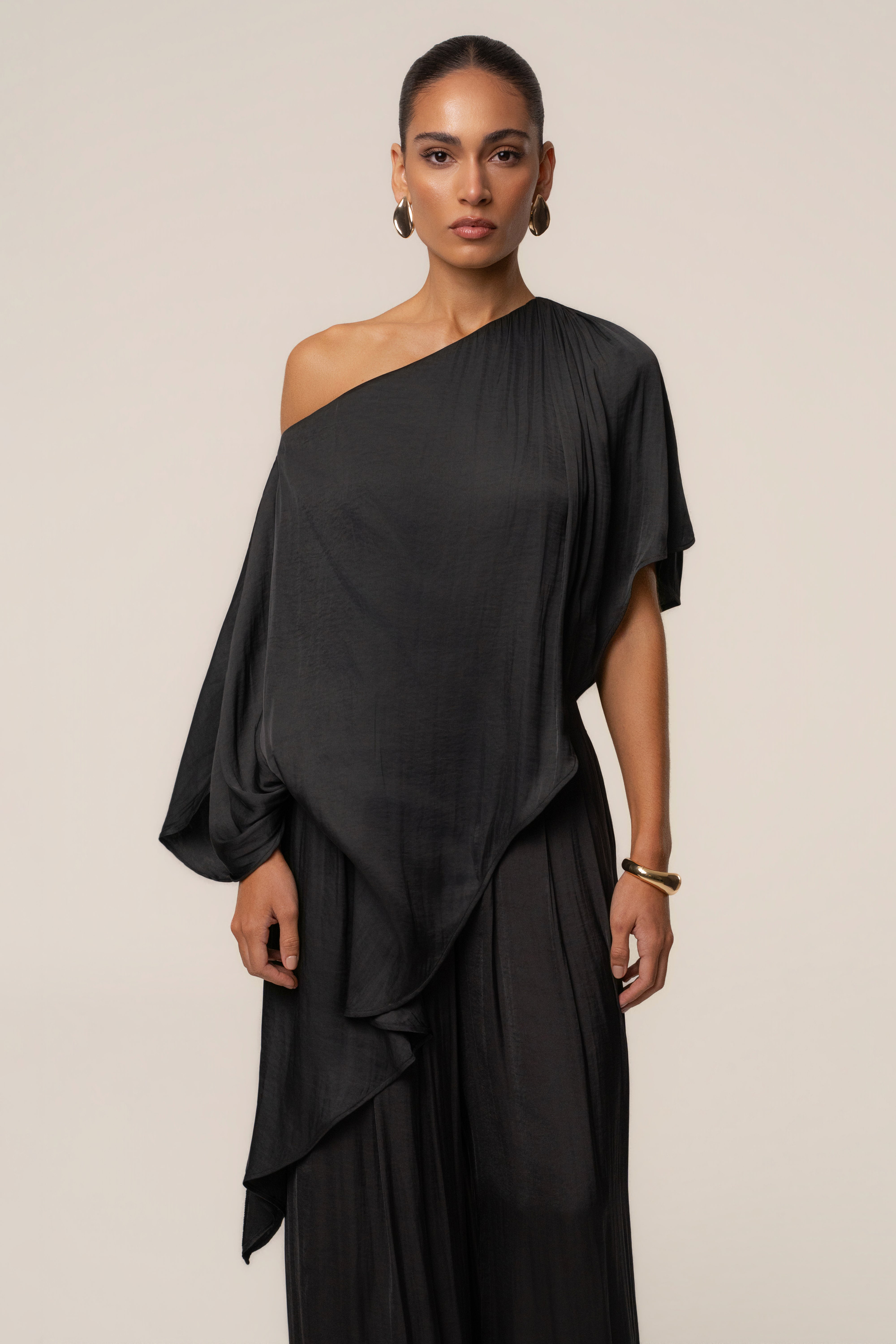 Black Brisa One Shoulder Top - JLUXLABEL