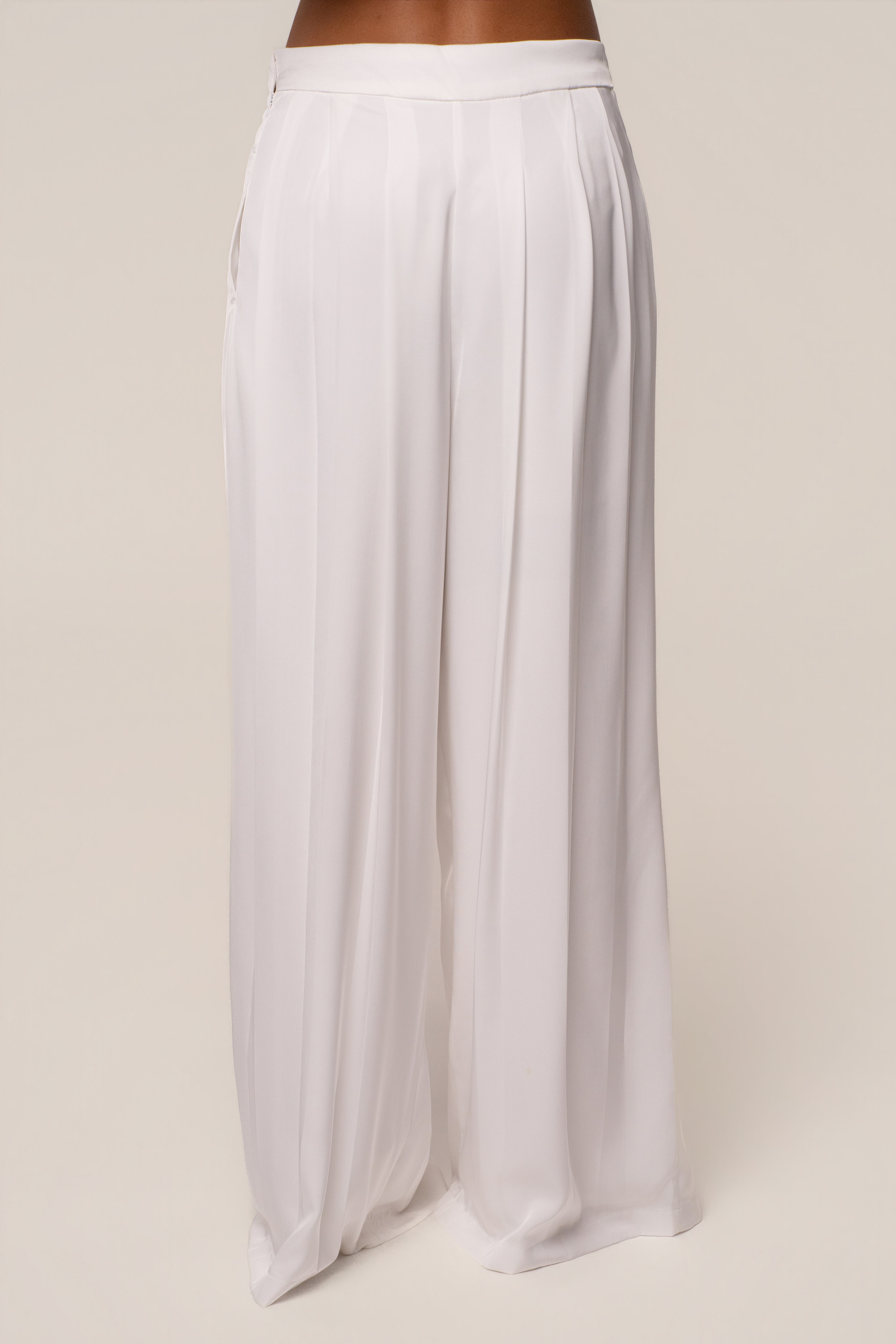 Ivory Clara Wide Leg Pleated Trousers - JLUXLABEL