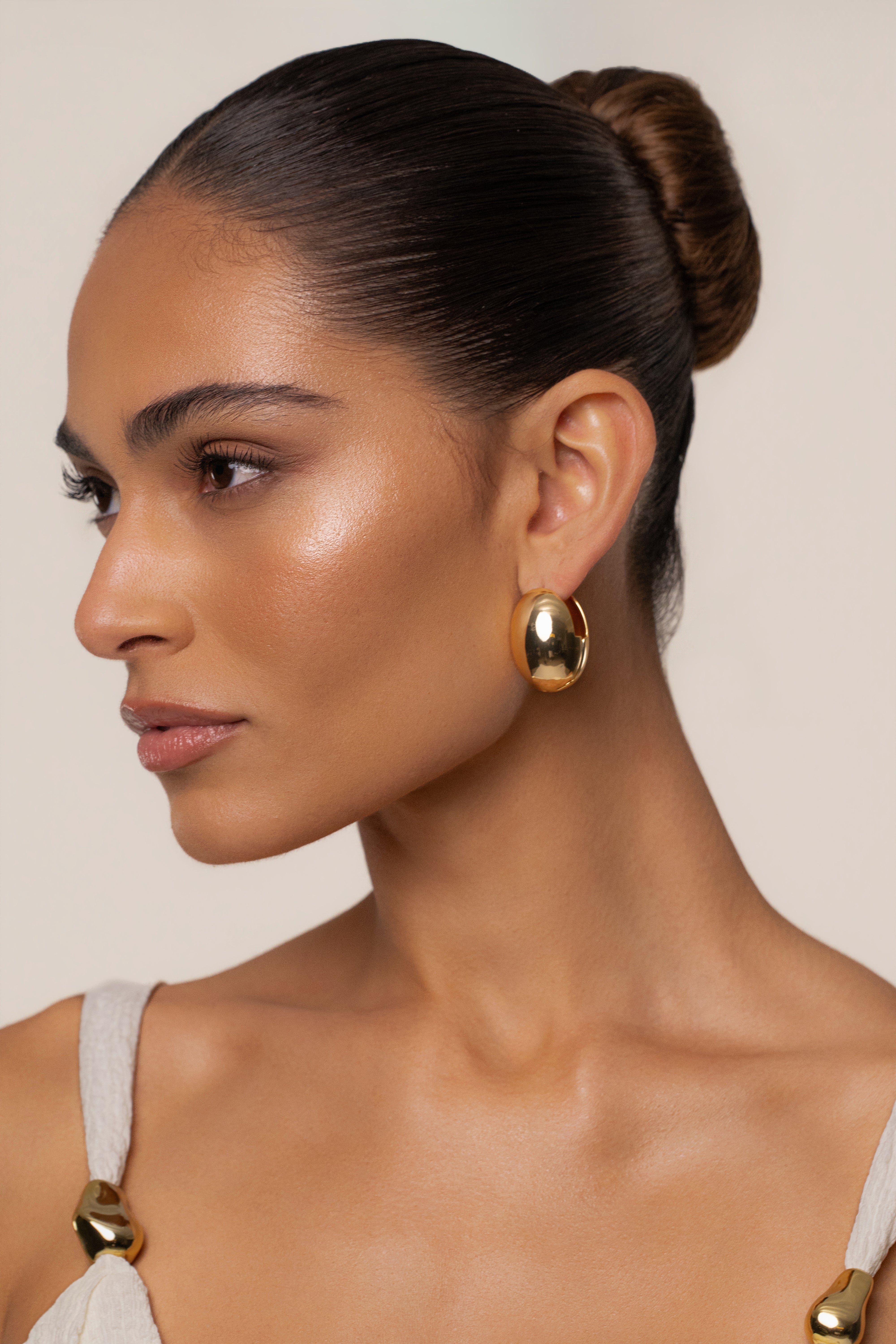 Gold Lia Dome Earrings - JLUXLABEL