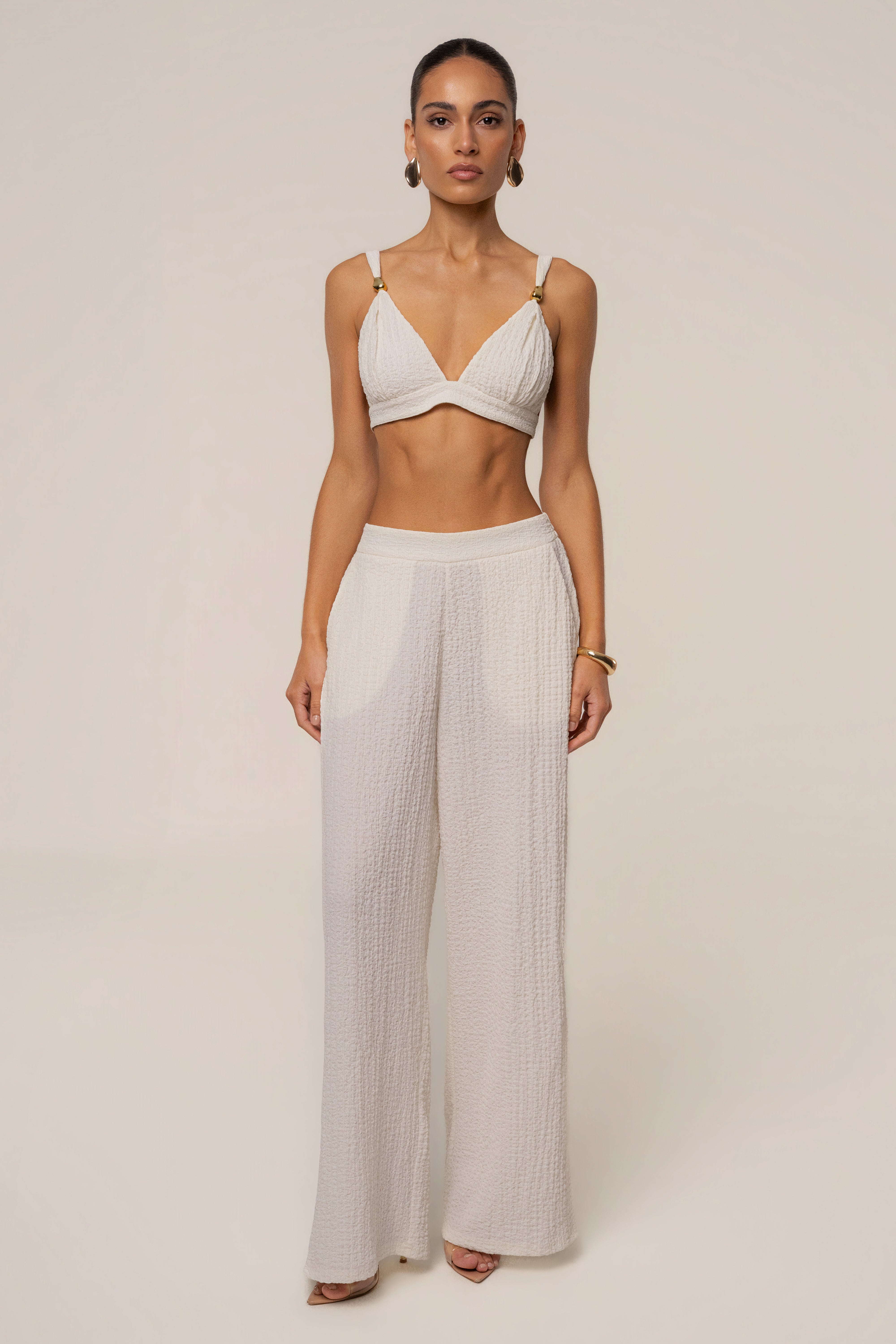 Heve Relux pants リラックスパンツ 36 Ivory Ivory Unwind Textured Pants