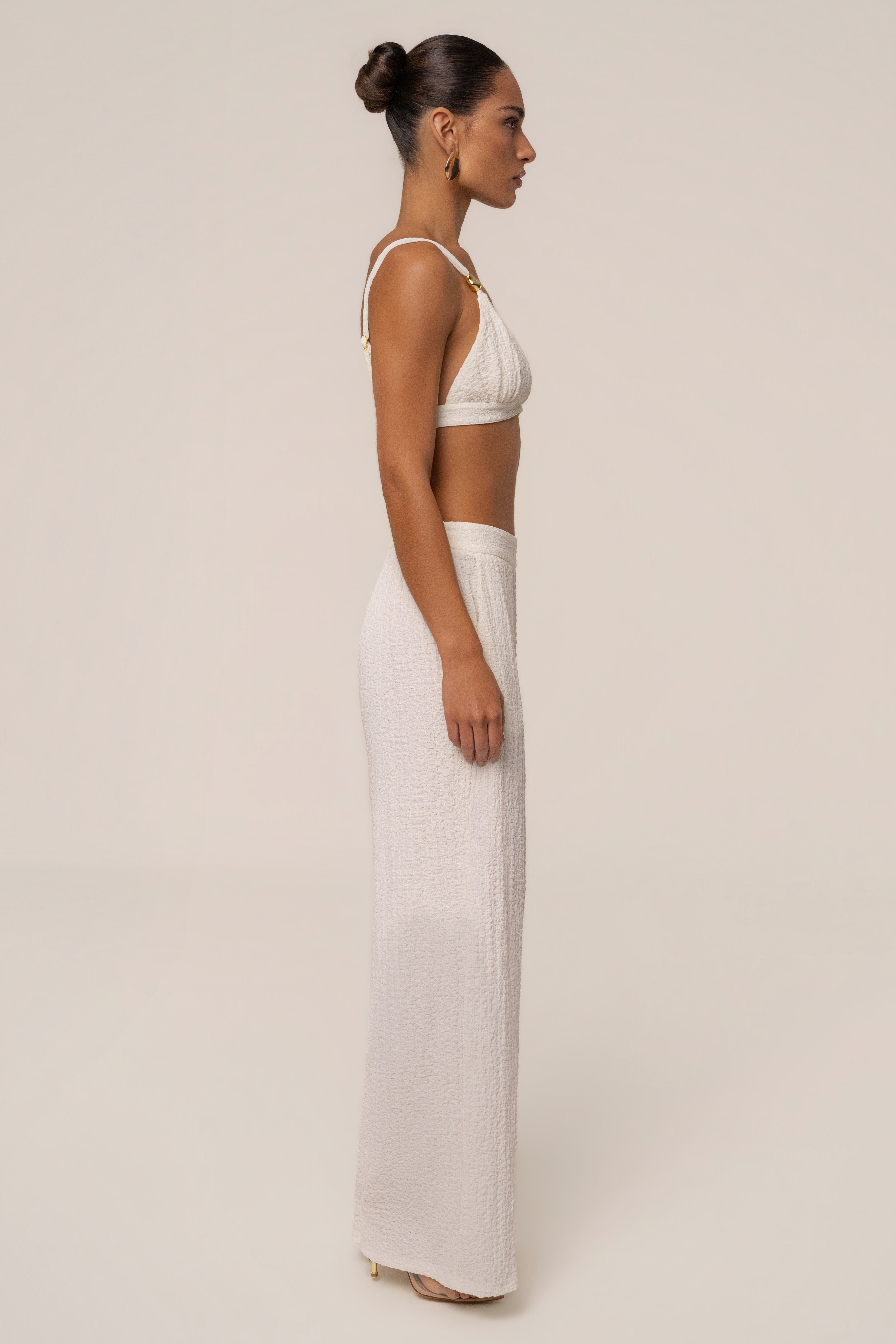 Ivory Unwind Textured Pants - JLUXLABEL