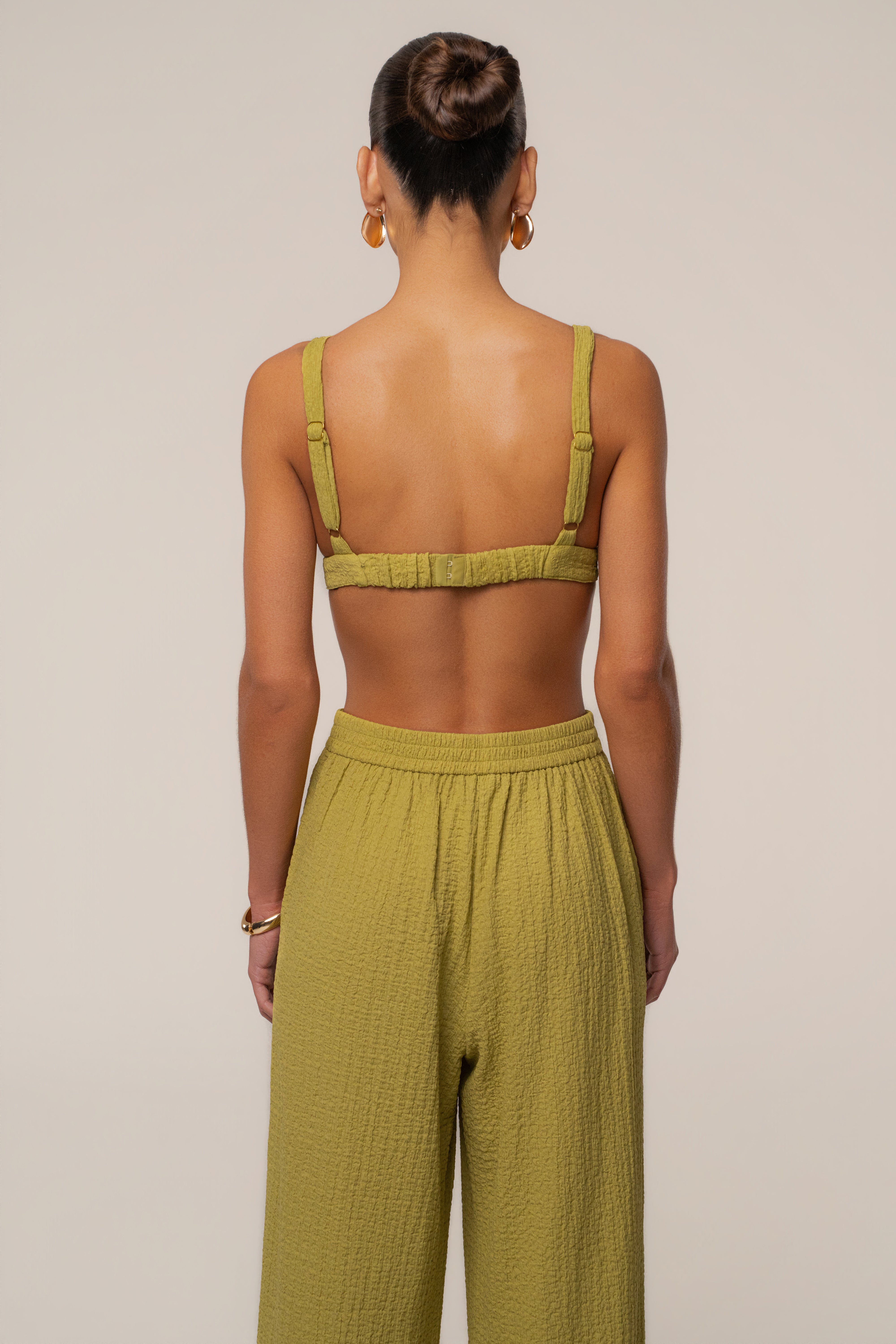 Lime Unwind Textured Pants - JLUXLABEL
