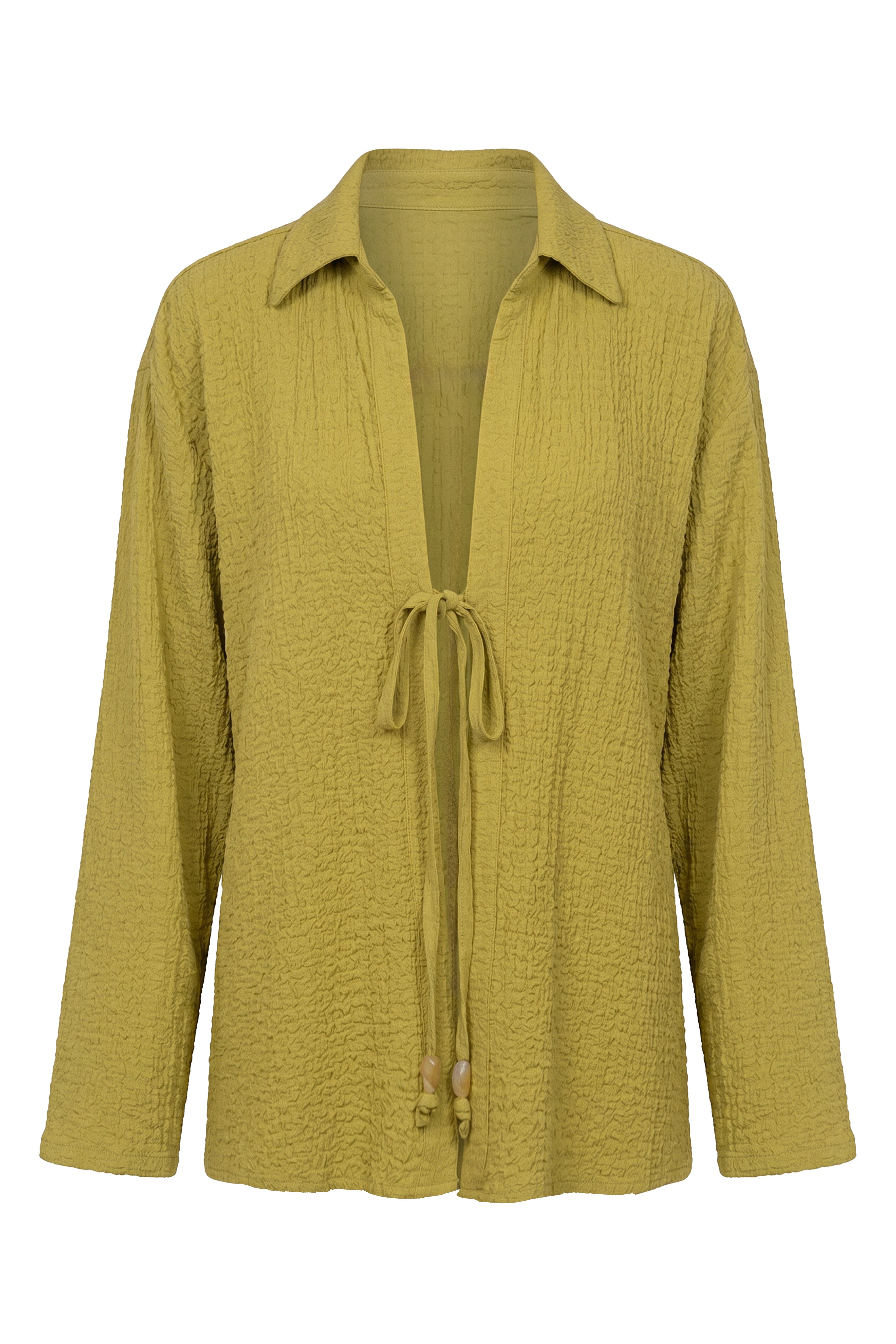 Lime Unwind Tie-Front Blouse - JLUXLABEL