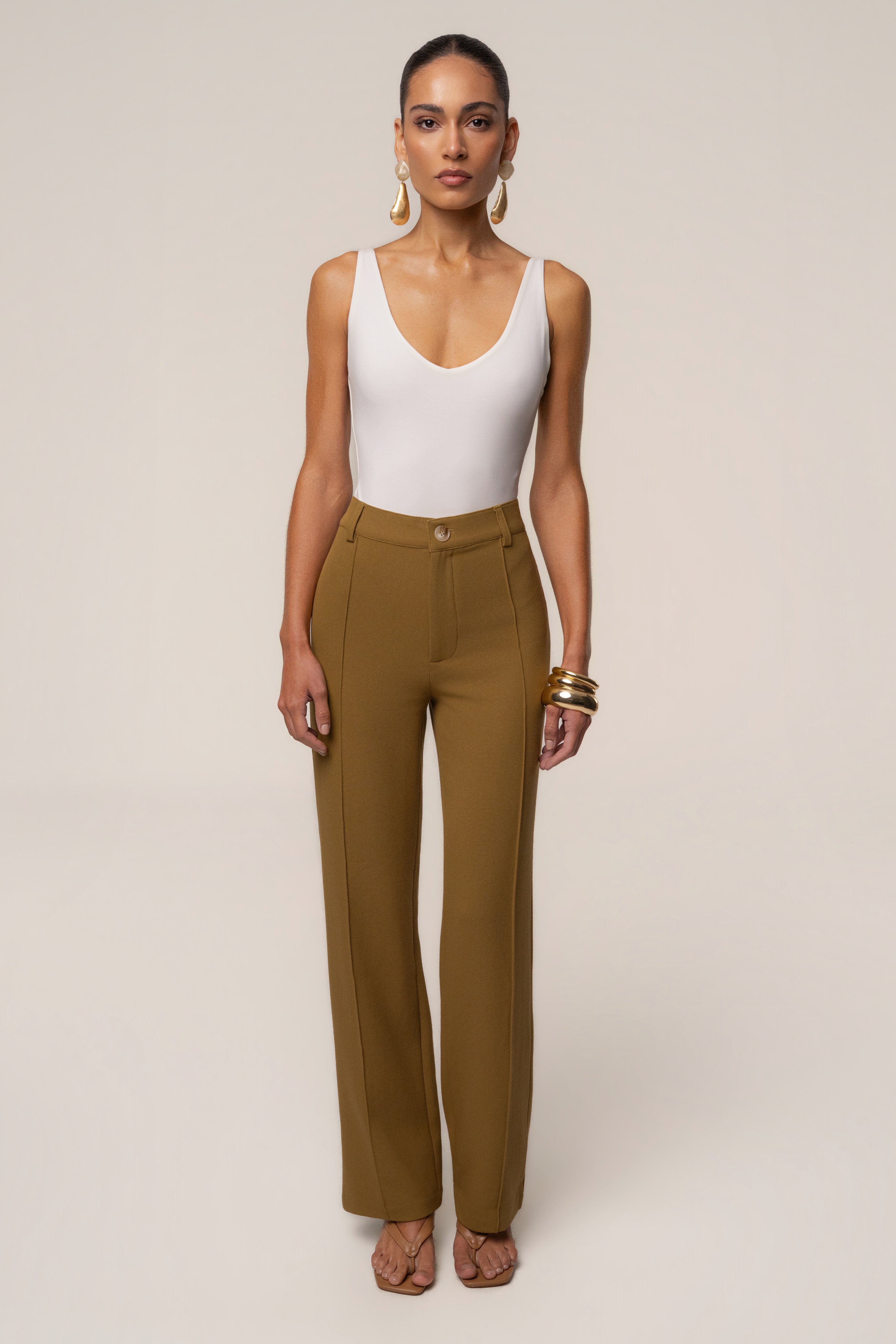 Olive Arlette Trousers - JLUXLABEL