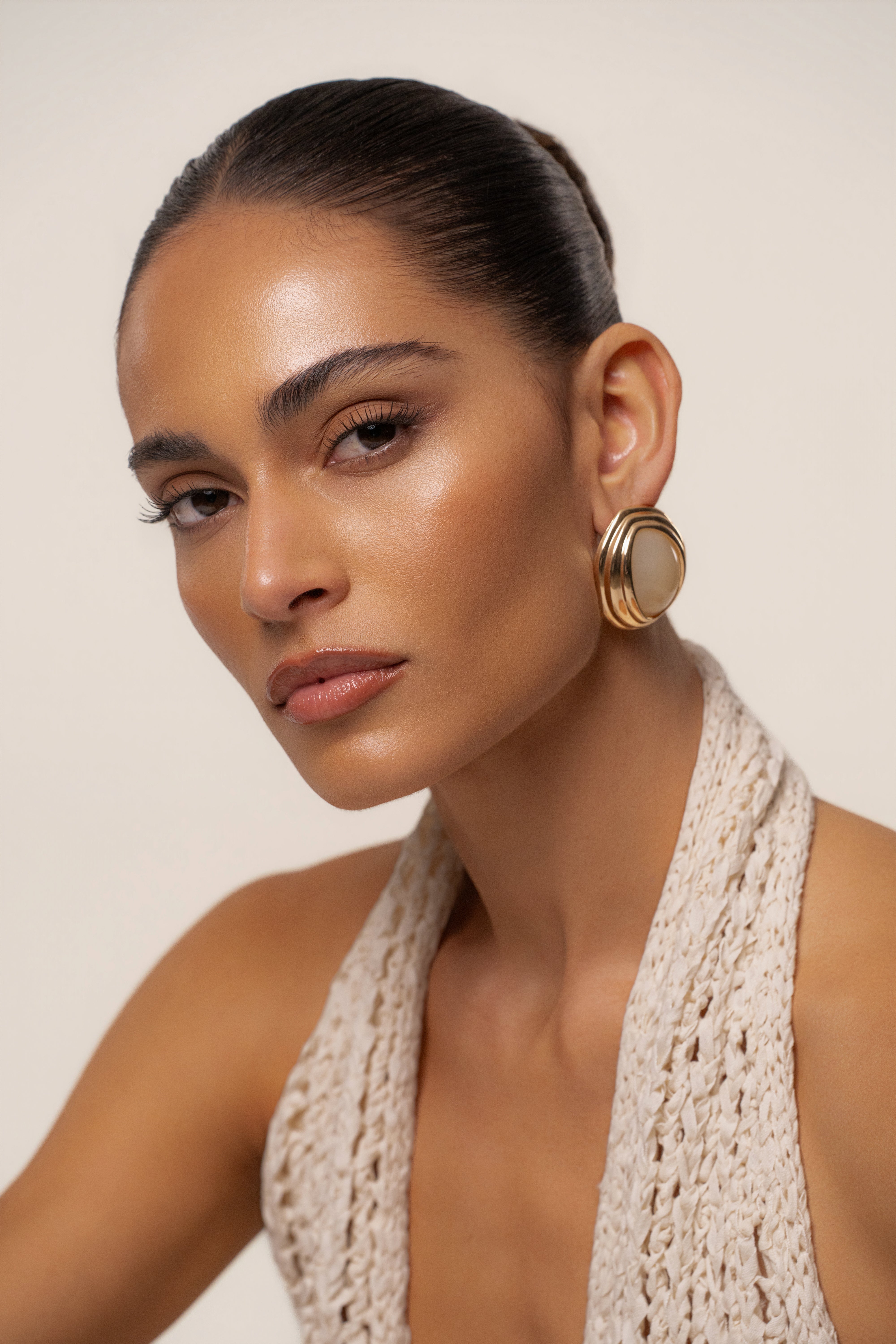 Ivory Inner Glow Stone Earrings - JLUXLABEL