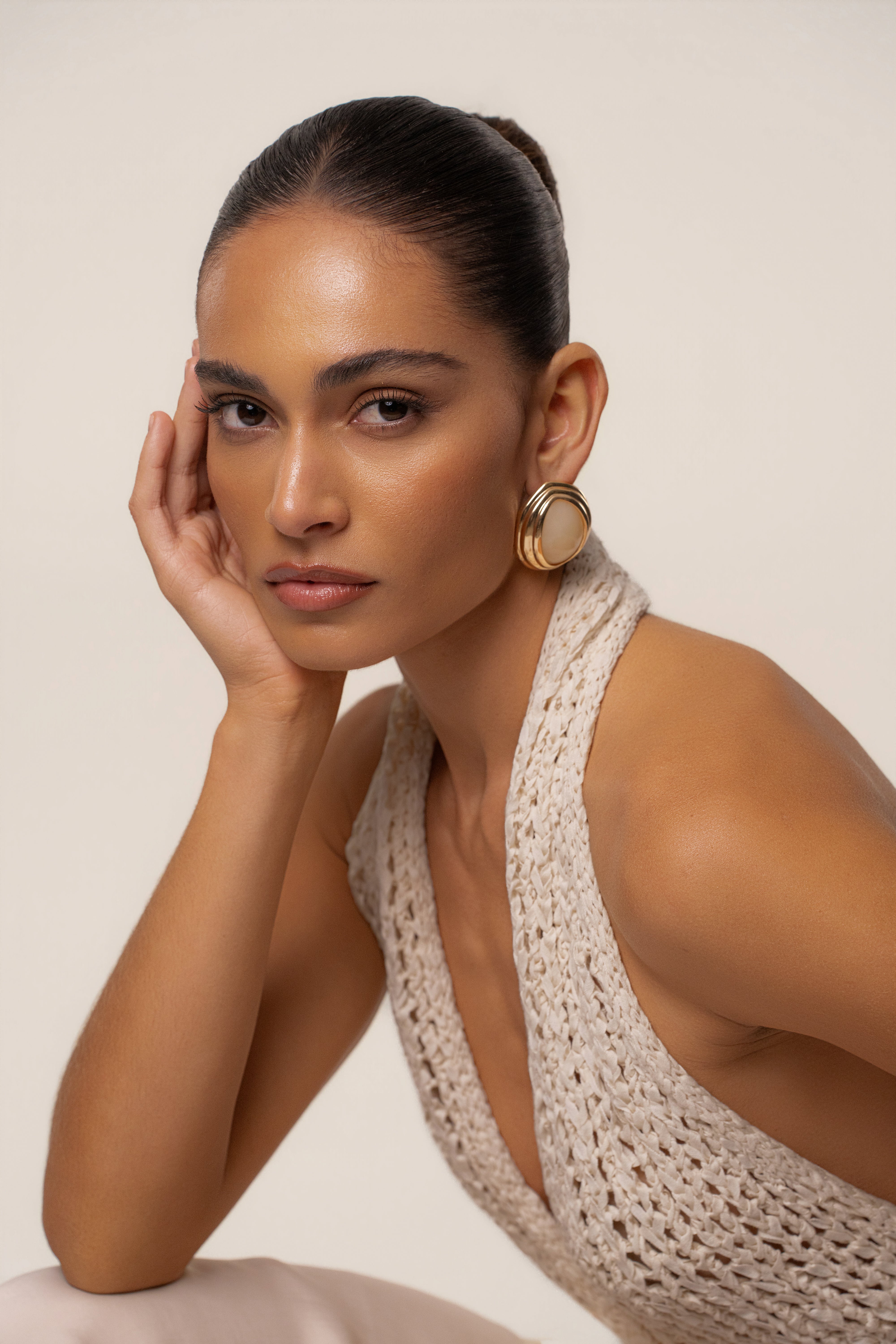 Ivory Inner Glow Stone Earrings - JLUXLABEL