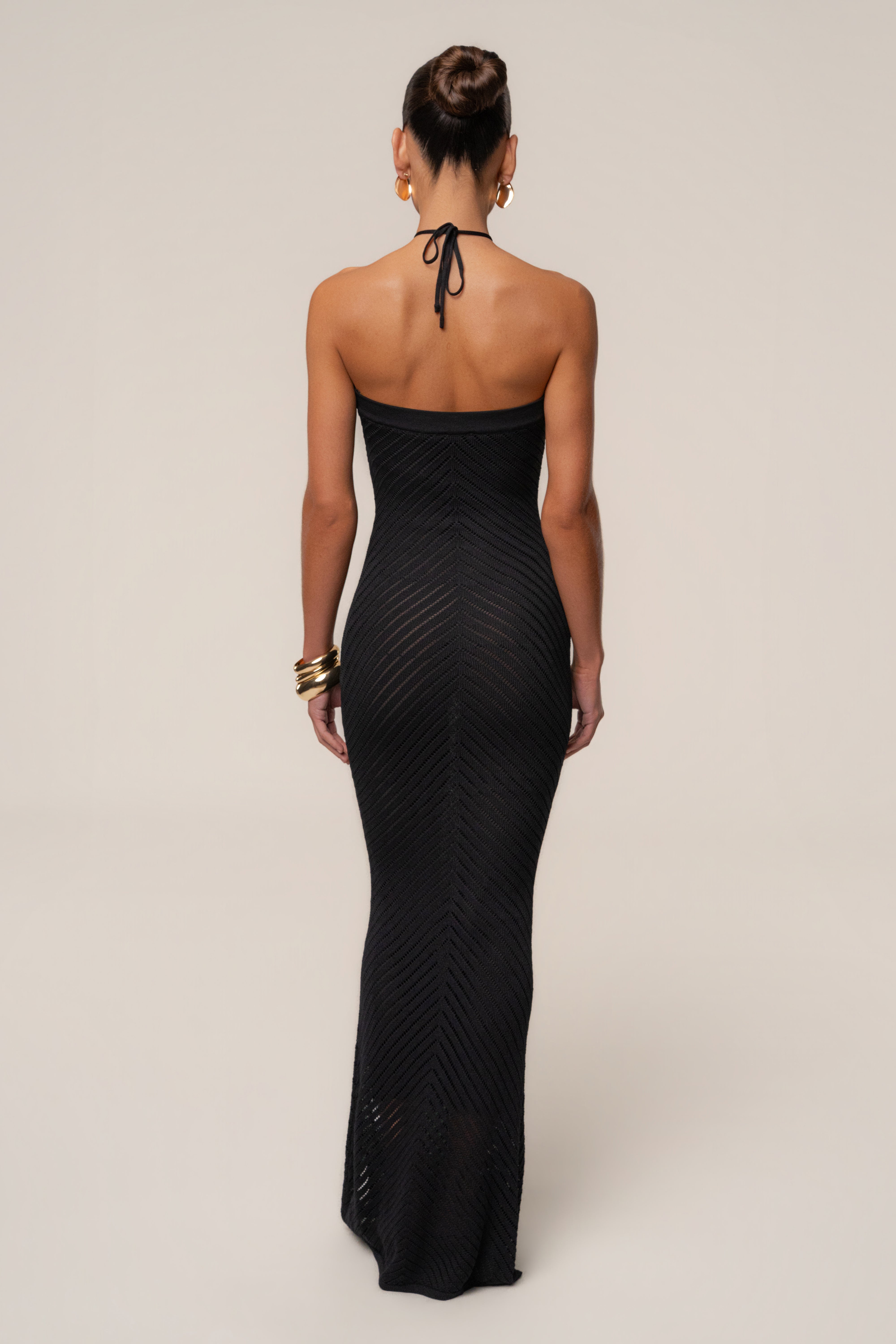 Black Late Hour Halter Maxi Dress - JLUXLABEL