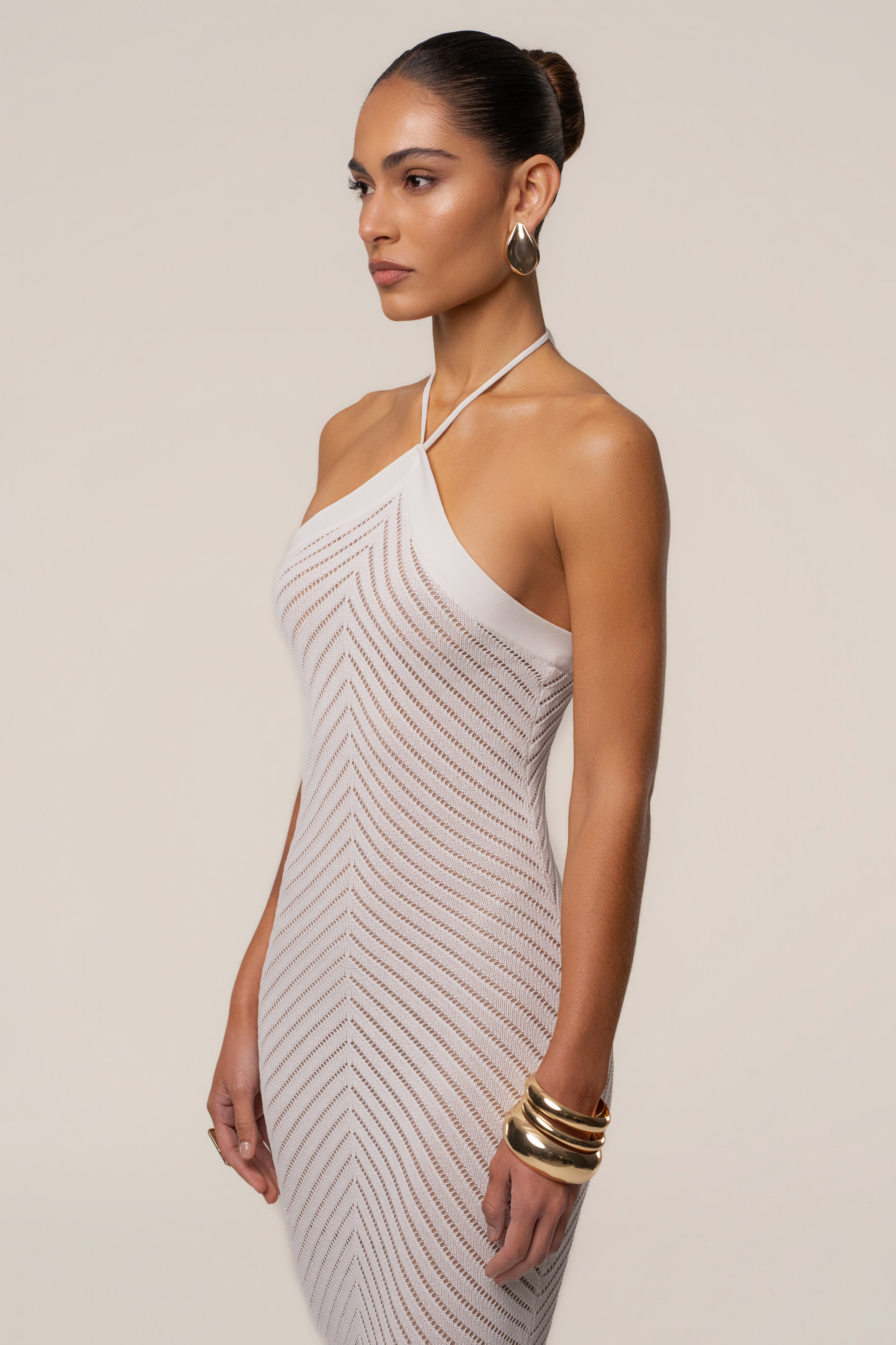 White Late Hour Halter Maxi Dress - JLUXLABEL