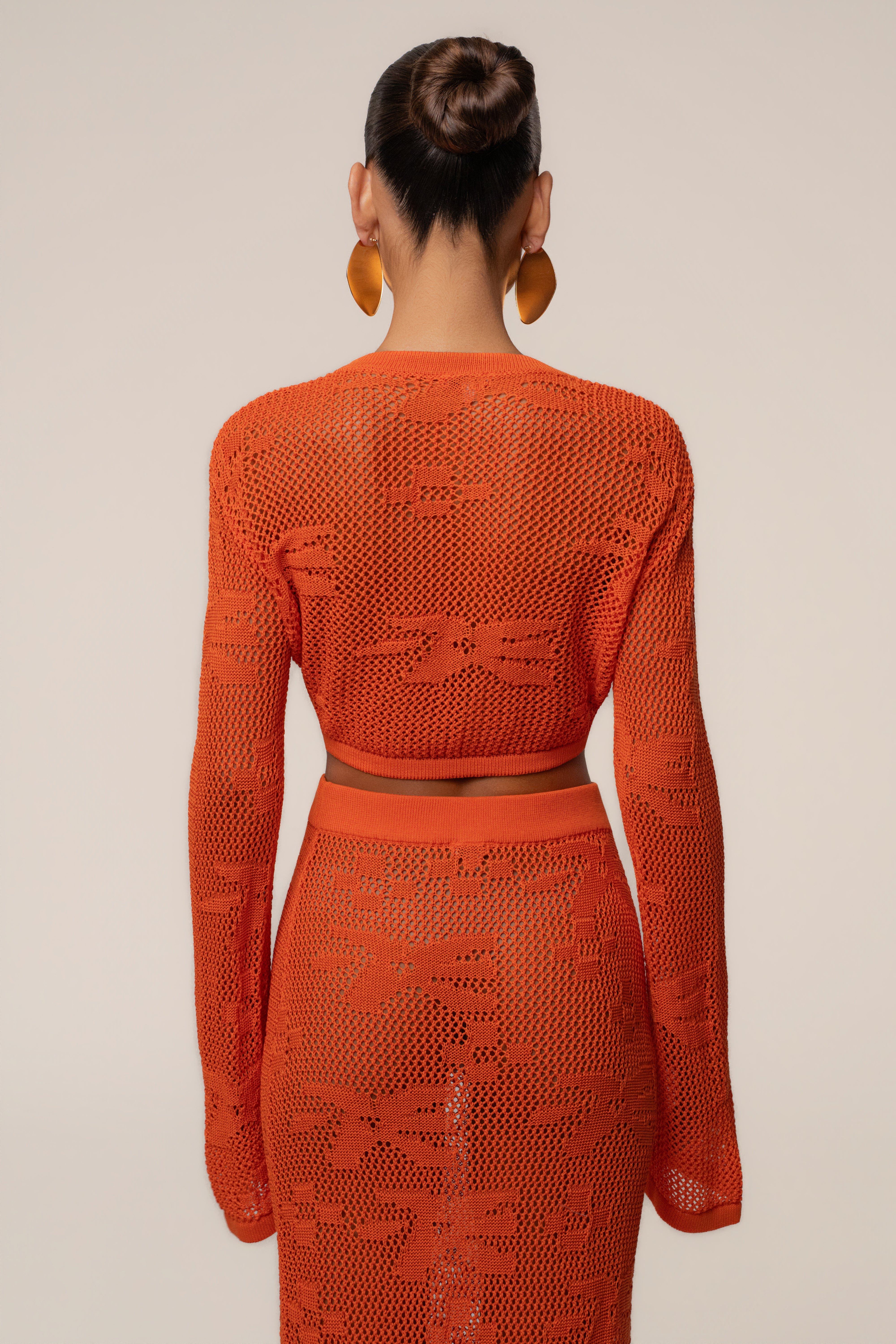 Orange Marbella Crochet Skirt Set - JLUXLABEL