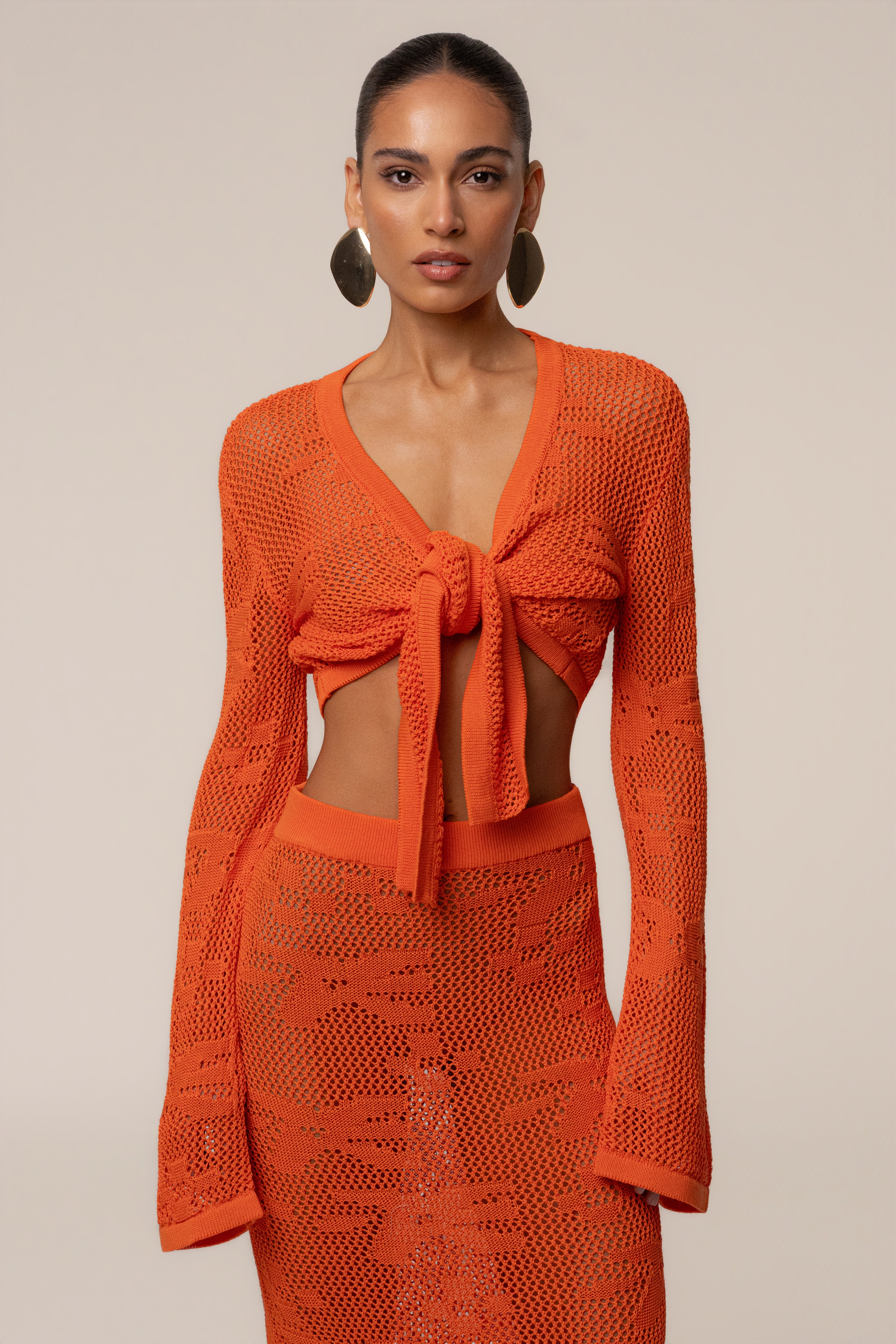 Orange Marbella Crochet Skirt Set - JLUXLABEL
