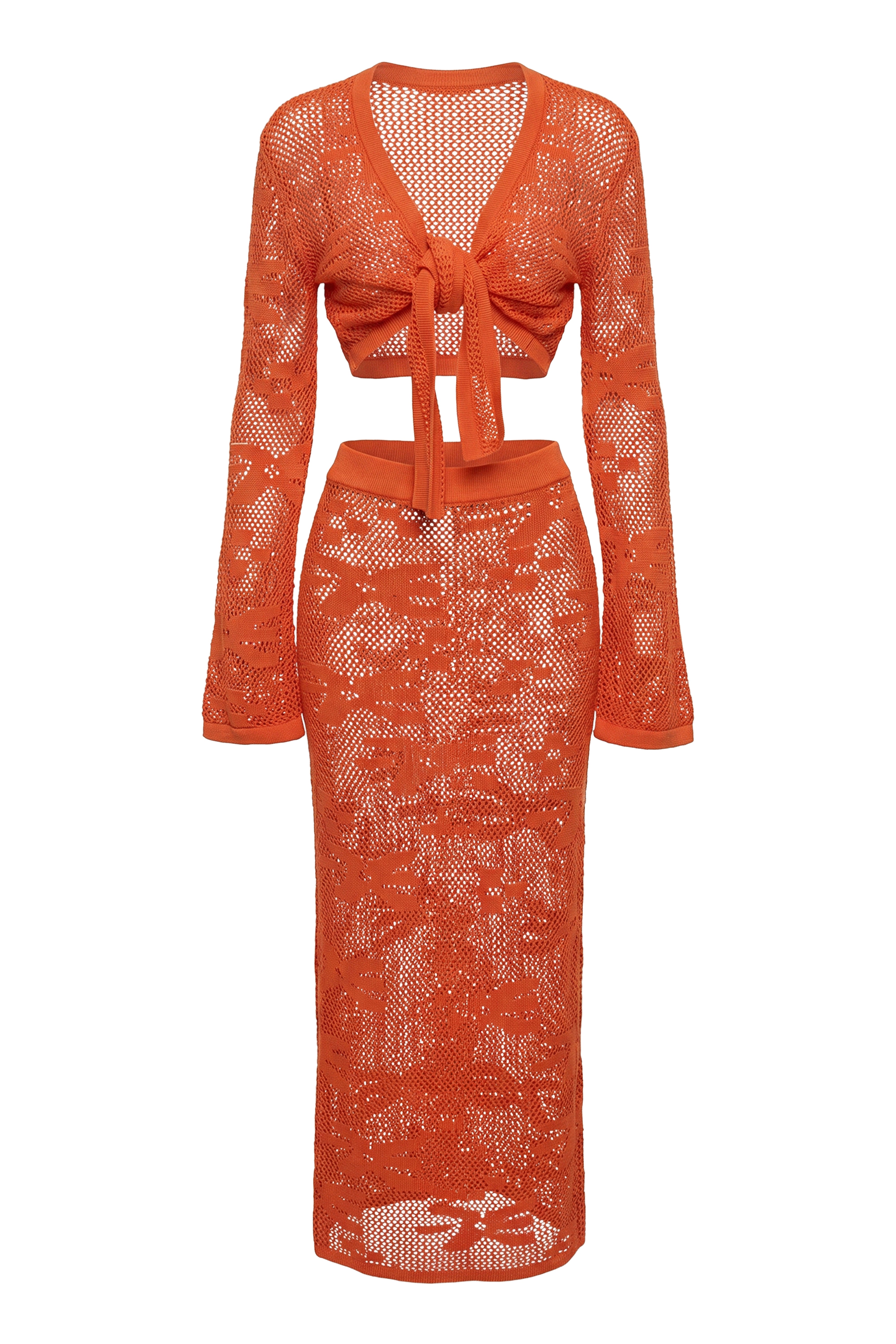 Orange Marbella Crochet Skirt Set - JLUXLABEL
