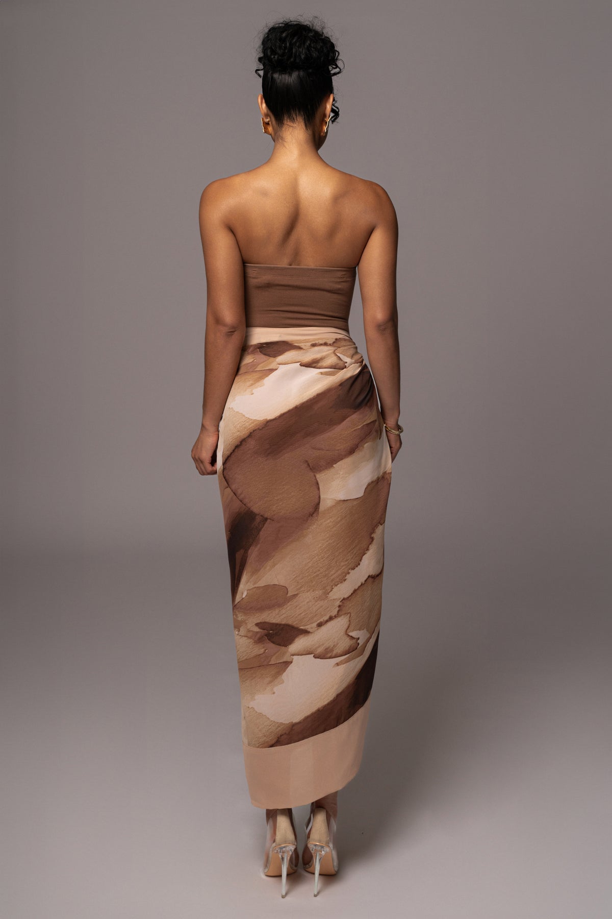 Tan Abstract Marine Print Sarong - JLUXLABEL