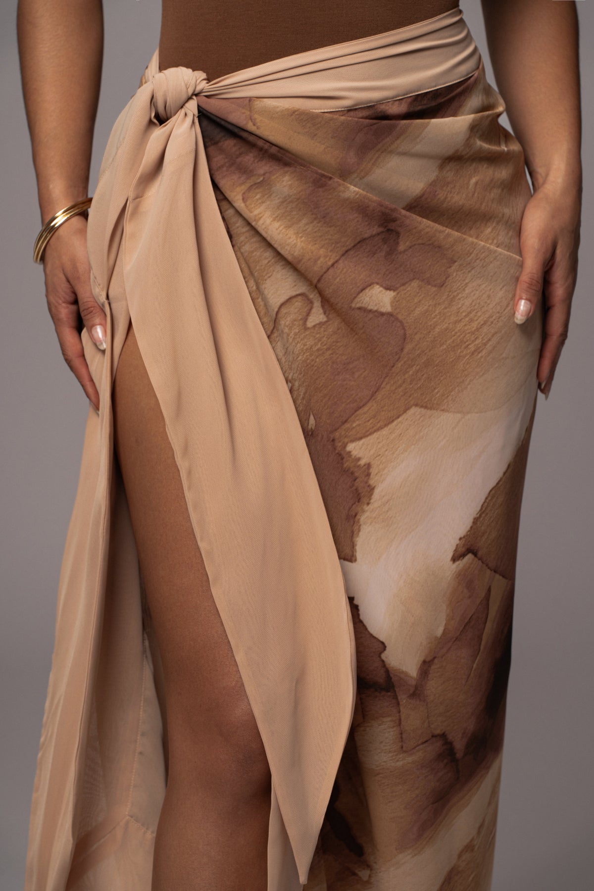 Tan Abstract Marine Print Sarong - JLUXLABEL