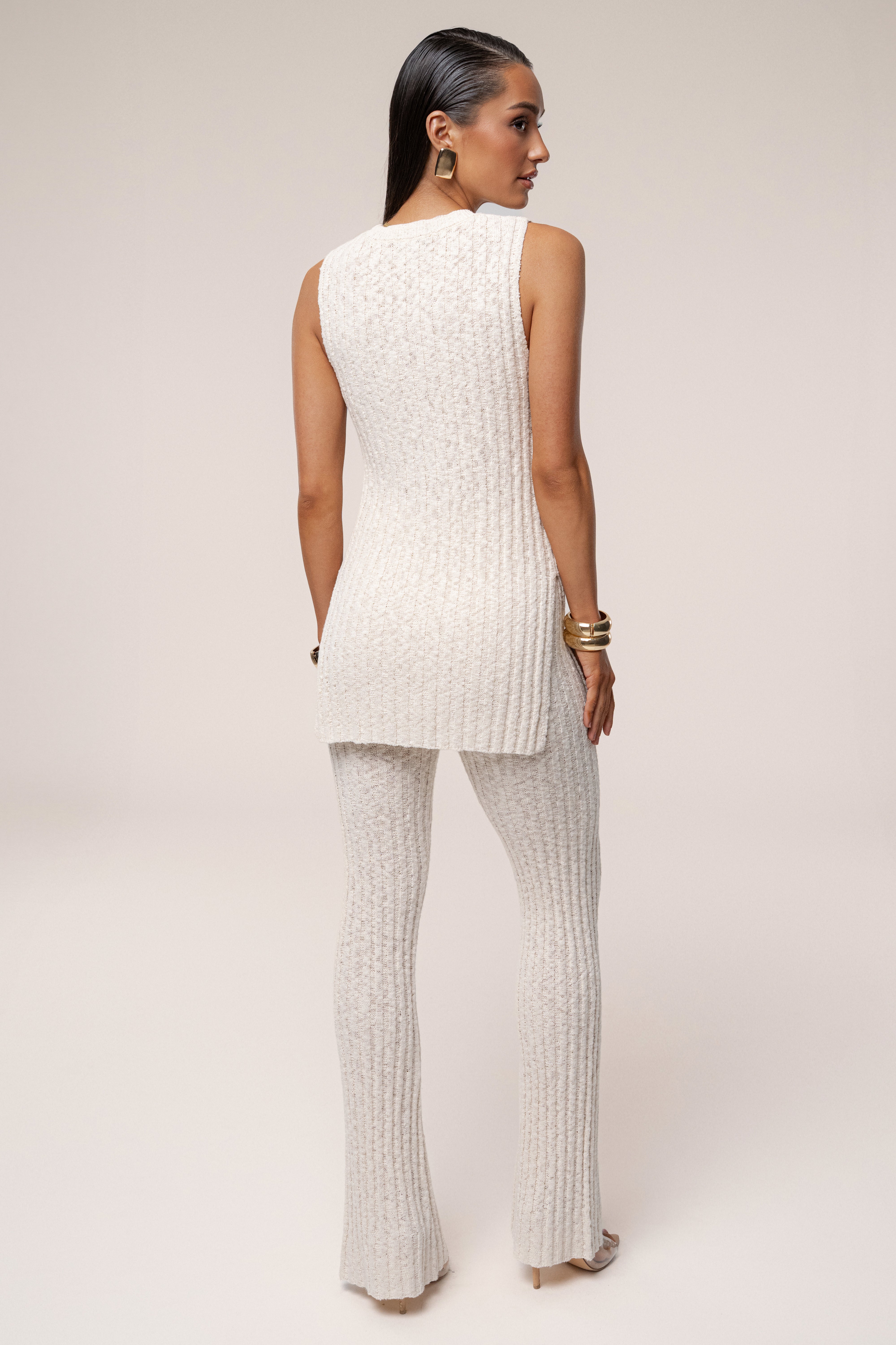 Ivory Lanah Knit Flare Pants - JLUXLABEL