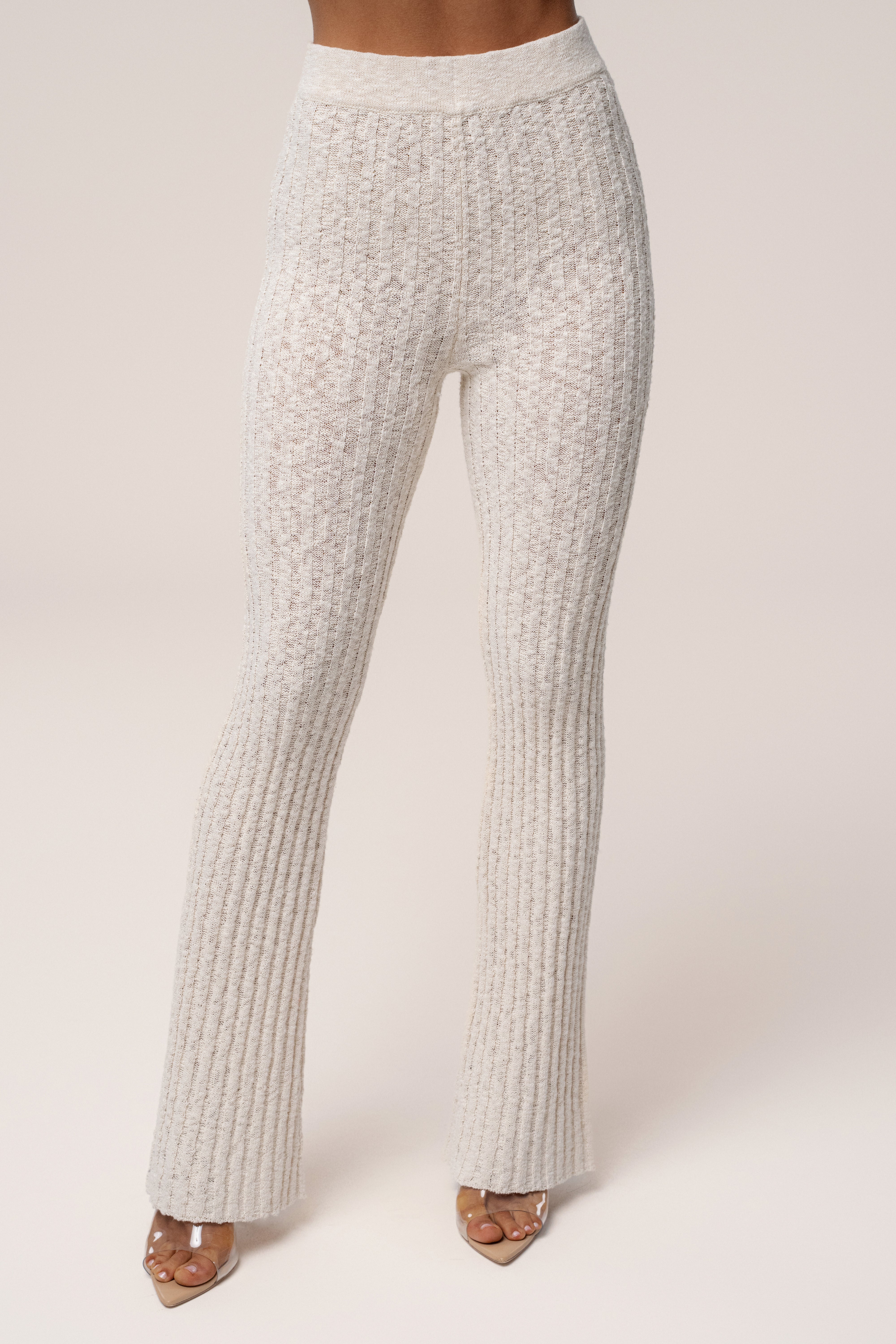 Ivory Lanah Knit Flare Pants - JLUXLABEL