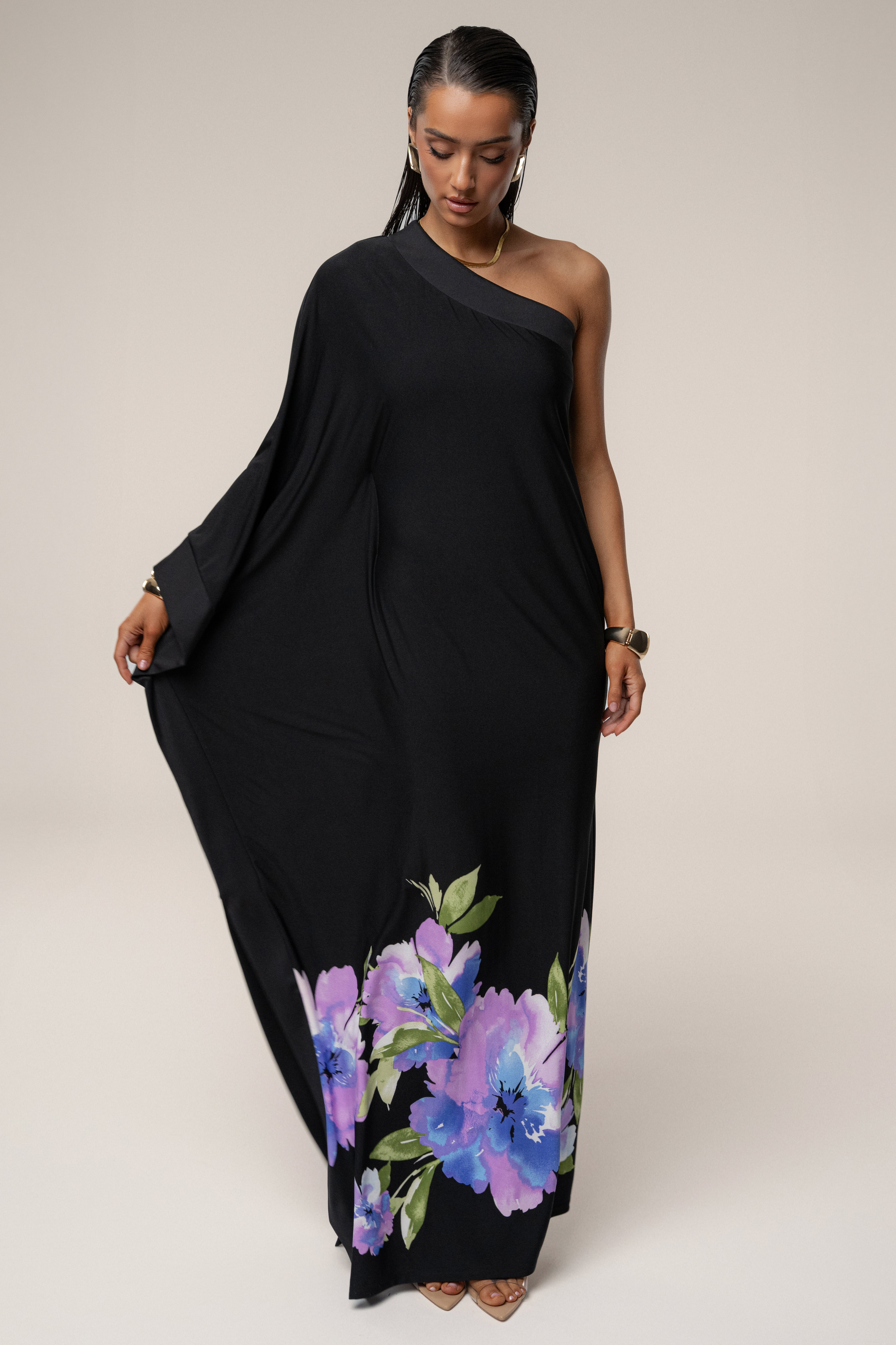 Black Floral Petals And Passion Maxi Dress - JLUXLABEL