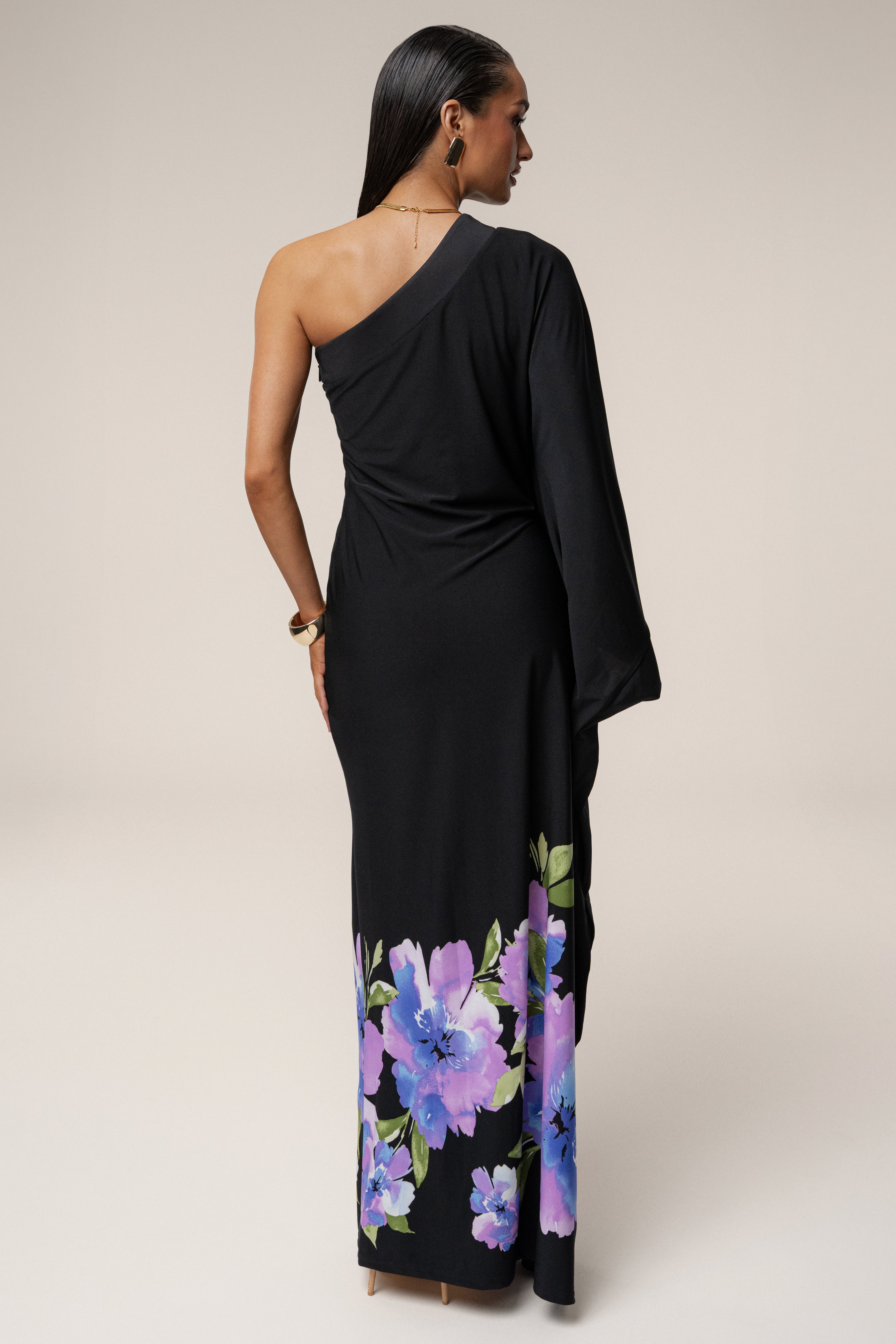 Black Floral Petals And Passion Maxi Dress - JLUXLABEL