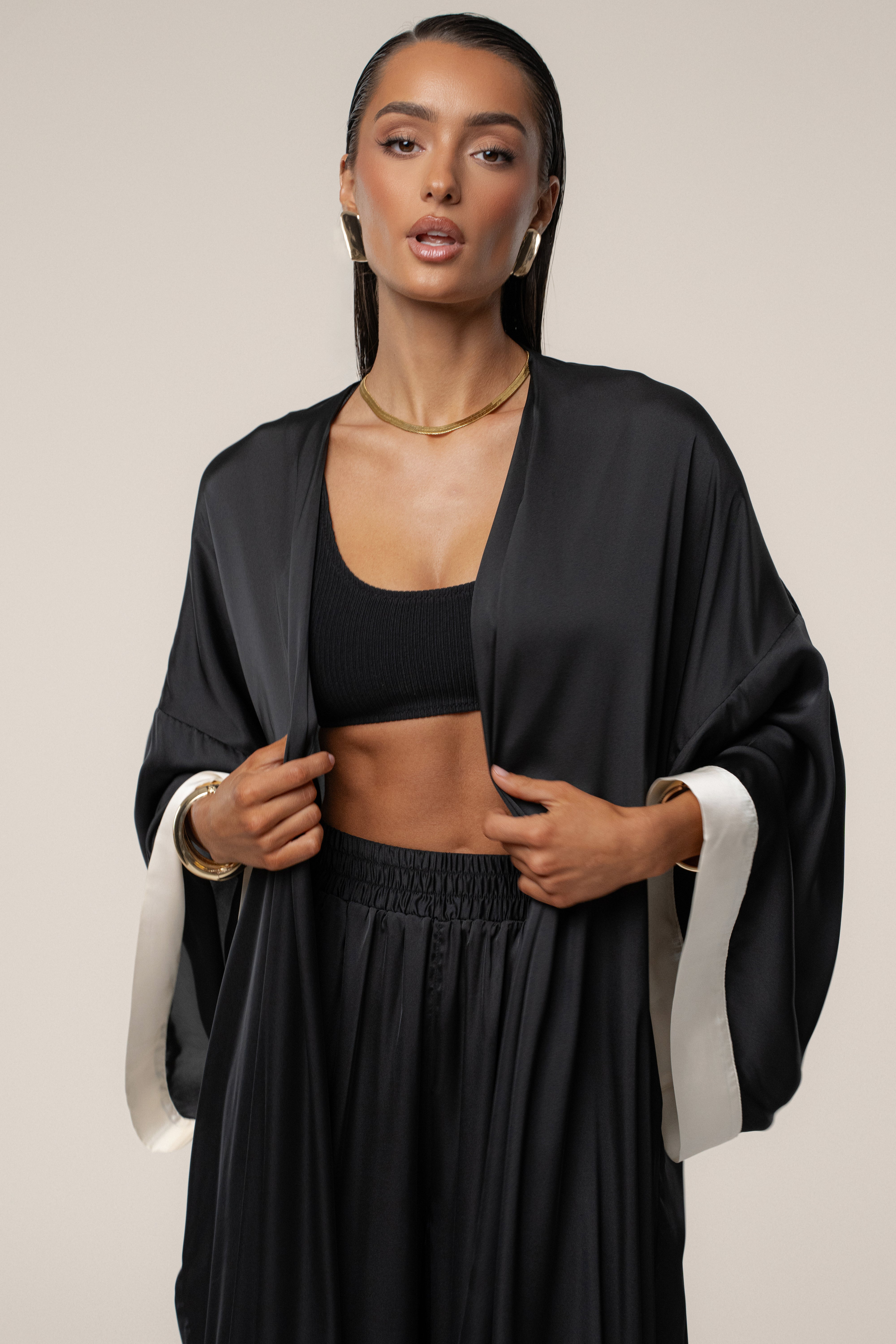 Black Nola Maxi Duster - JLUXLABEL