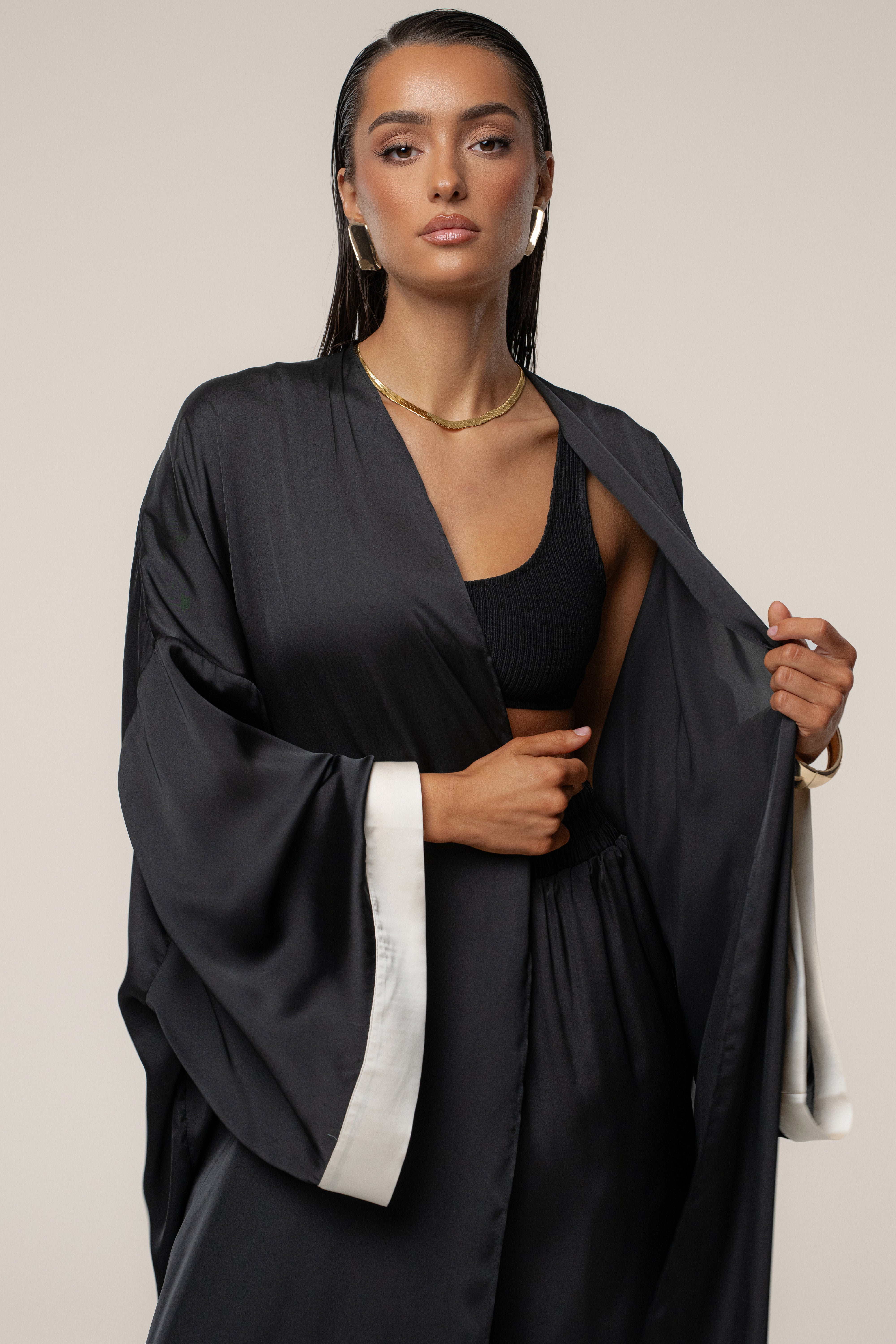 Black Nola Maxi Duster - JLUXLABEL