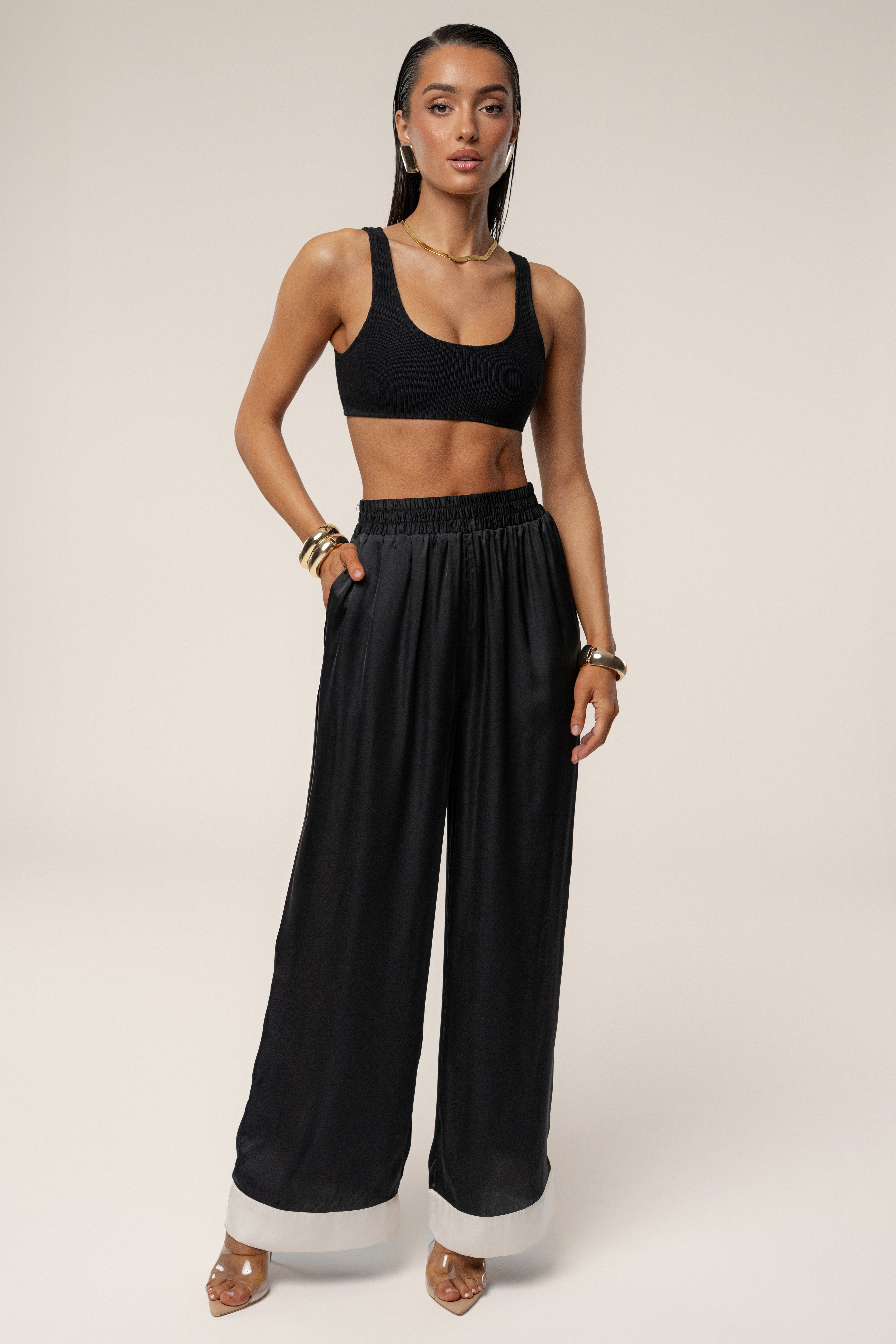 Black Jet Set Wide Leg Pants - JLUXLABEL