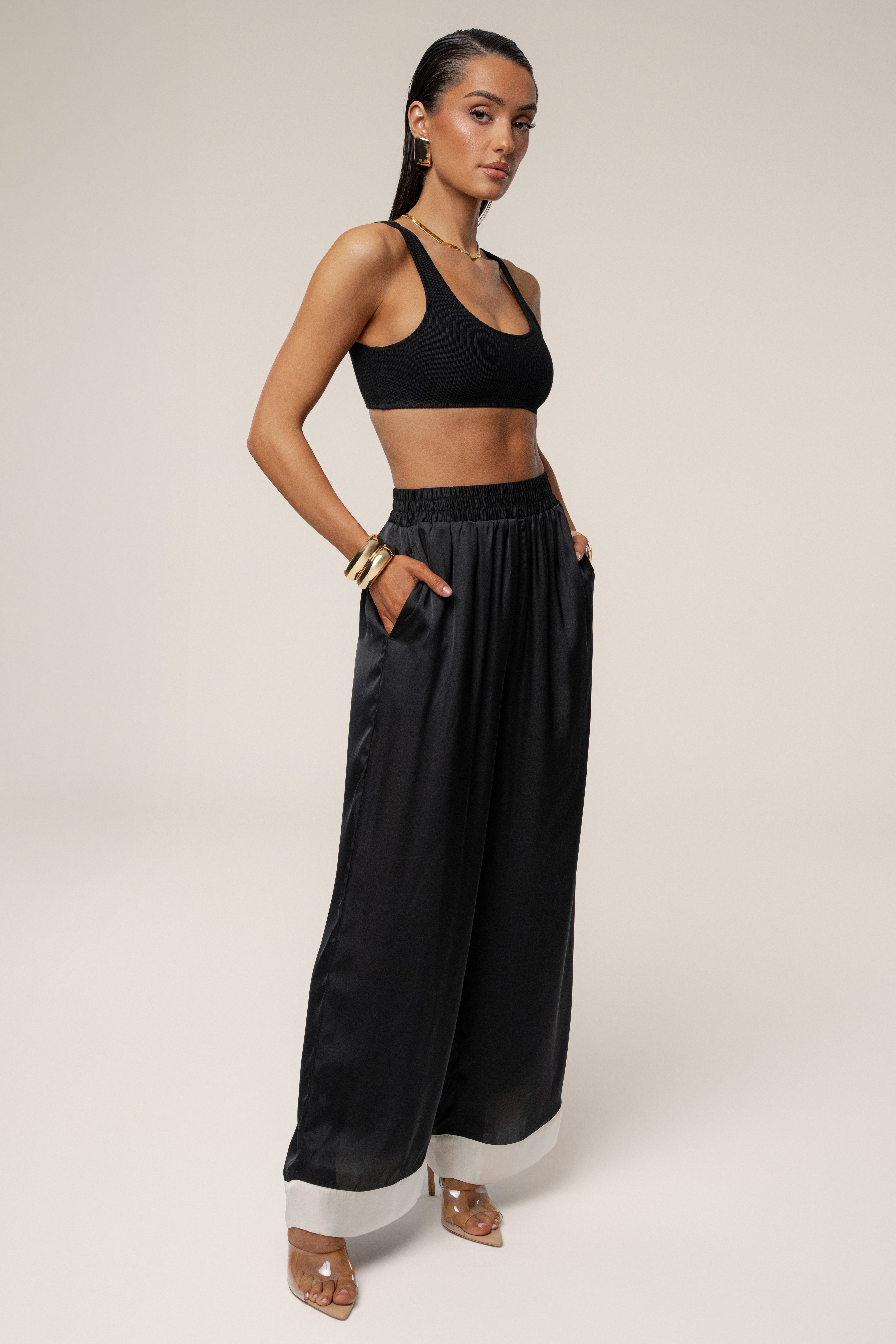 Black Jet Set Wide Leg Pants - JLUXLABEL