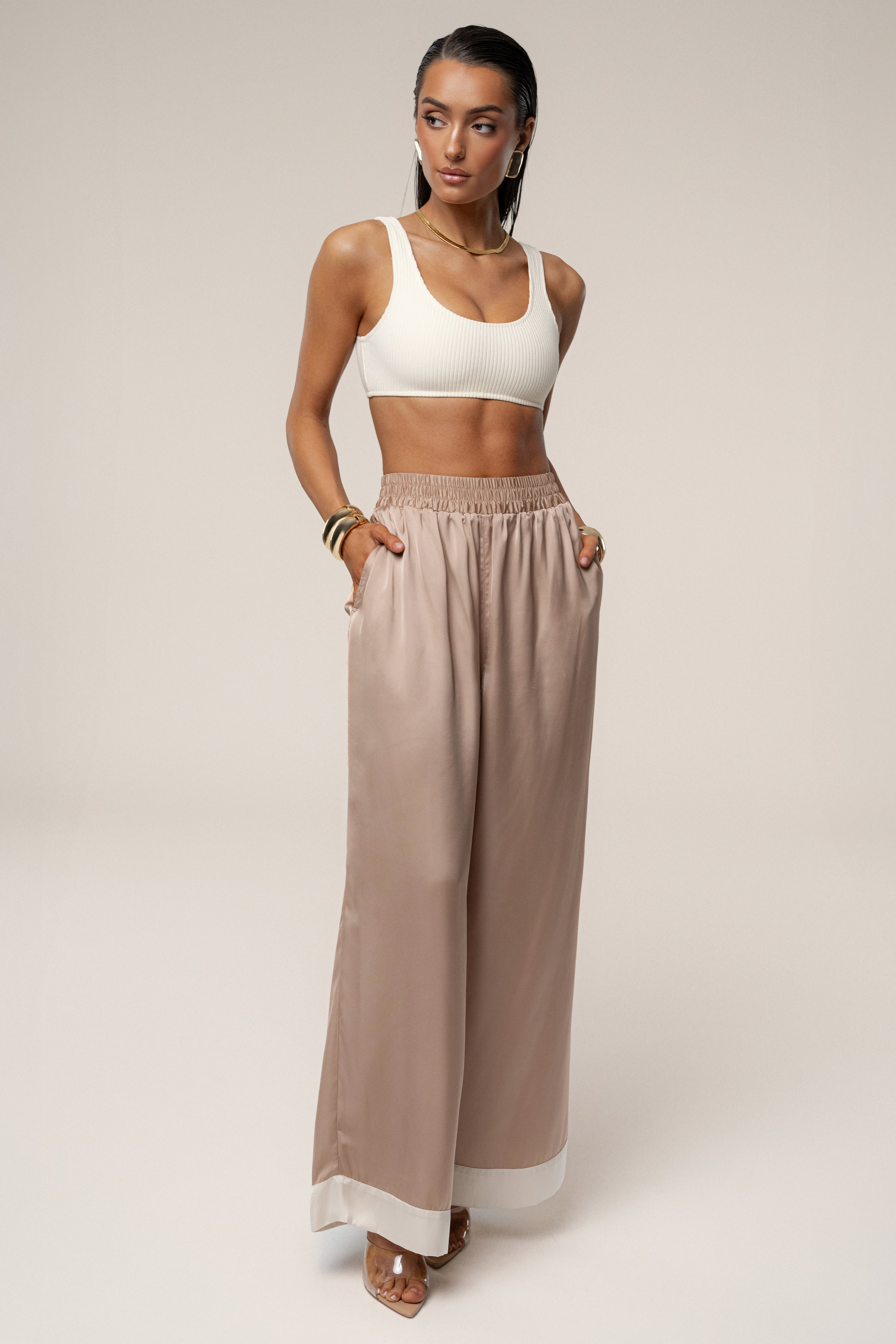 Mocha Jet Set Wide Leg Pants - JLUXLABEL