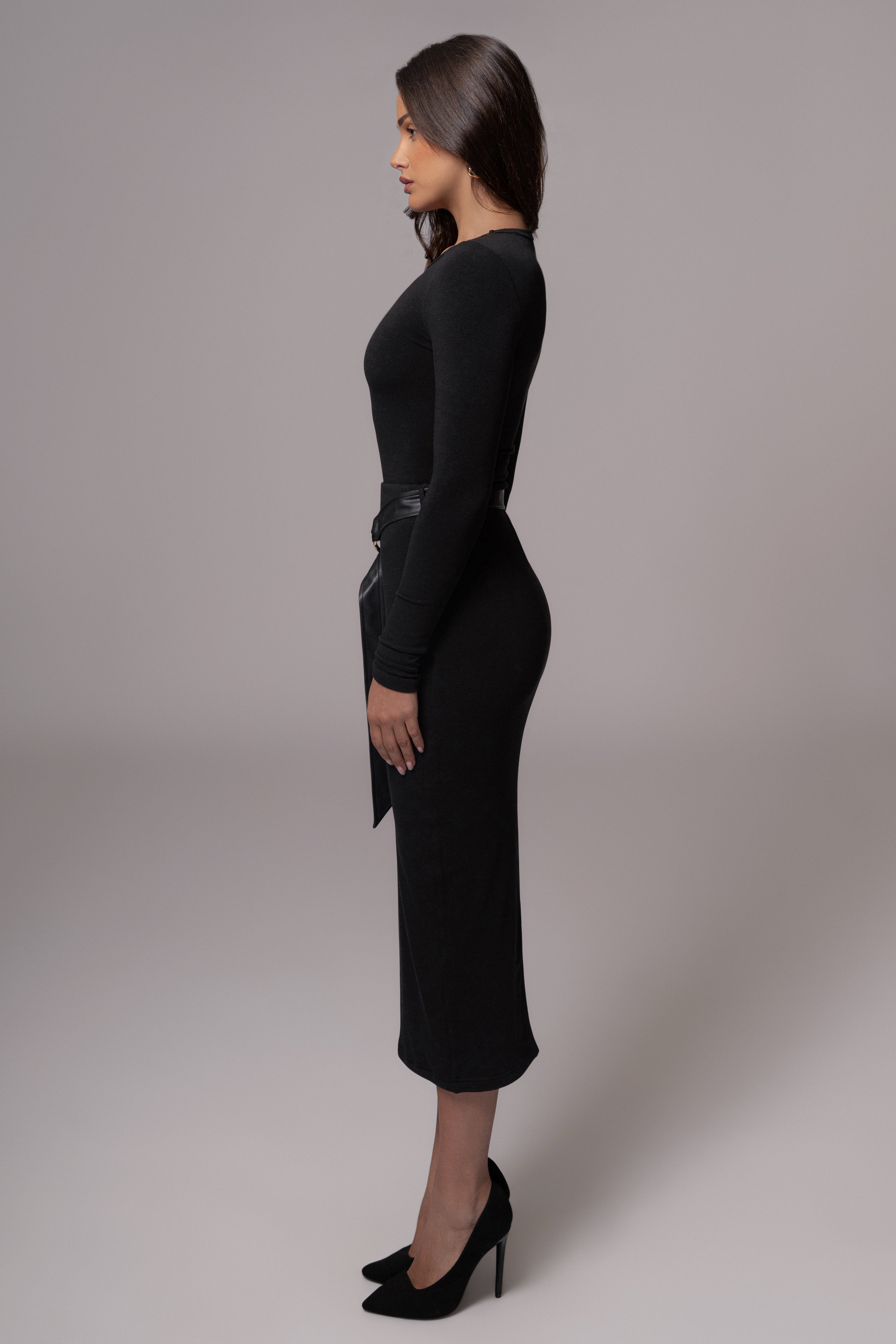 Black Belted Hourglass Skirt - JLUXLABEL