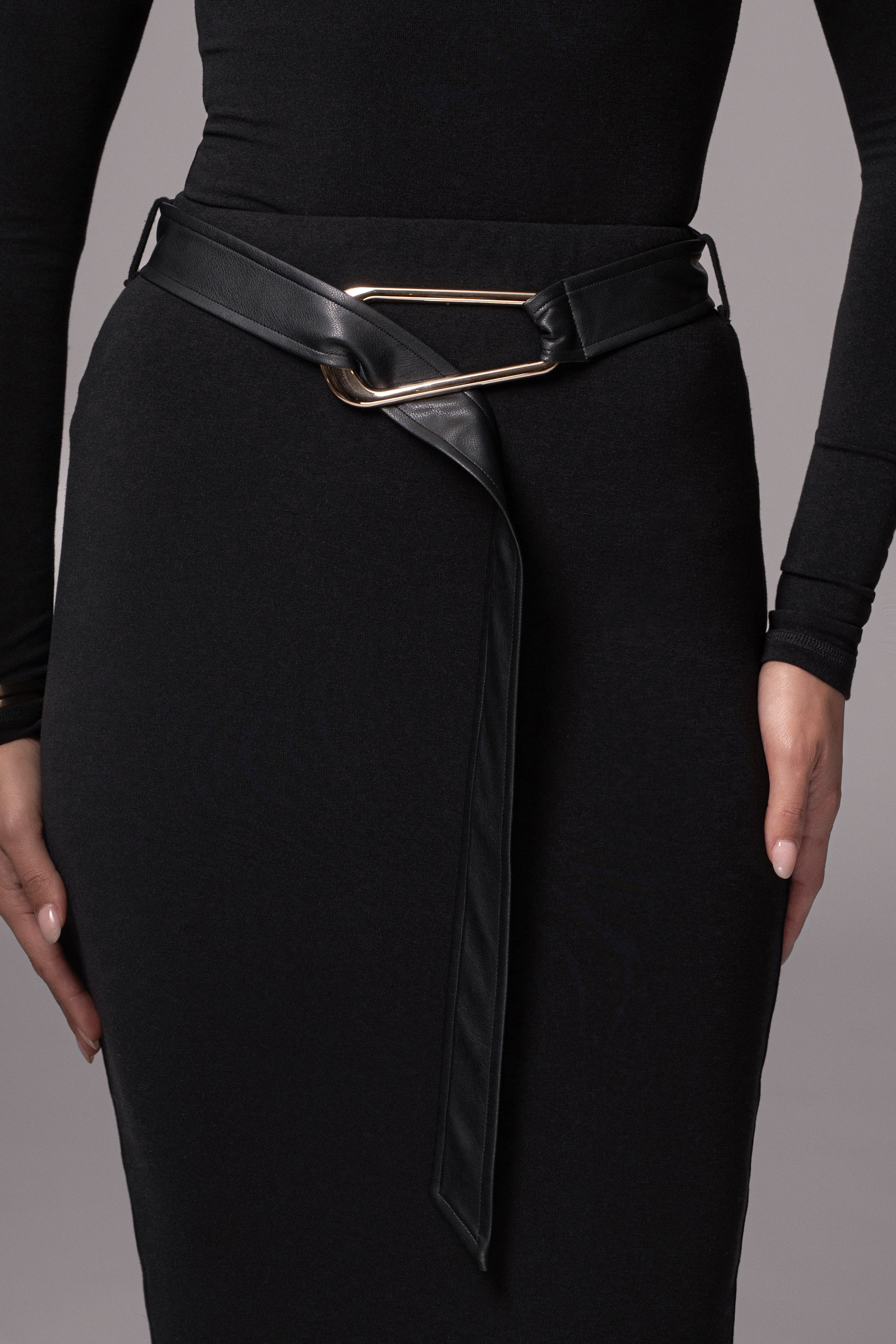 Black Belted Hourglass Skirt - JLUXLABEL