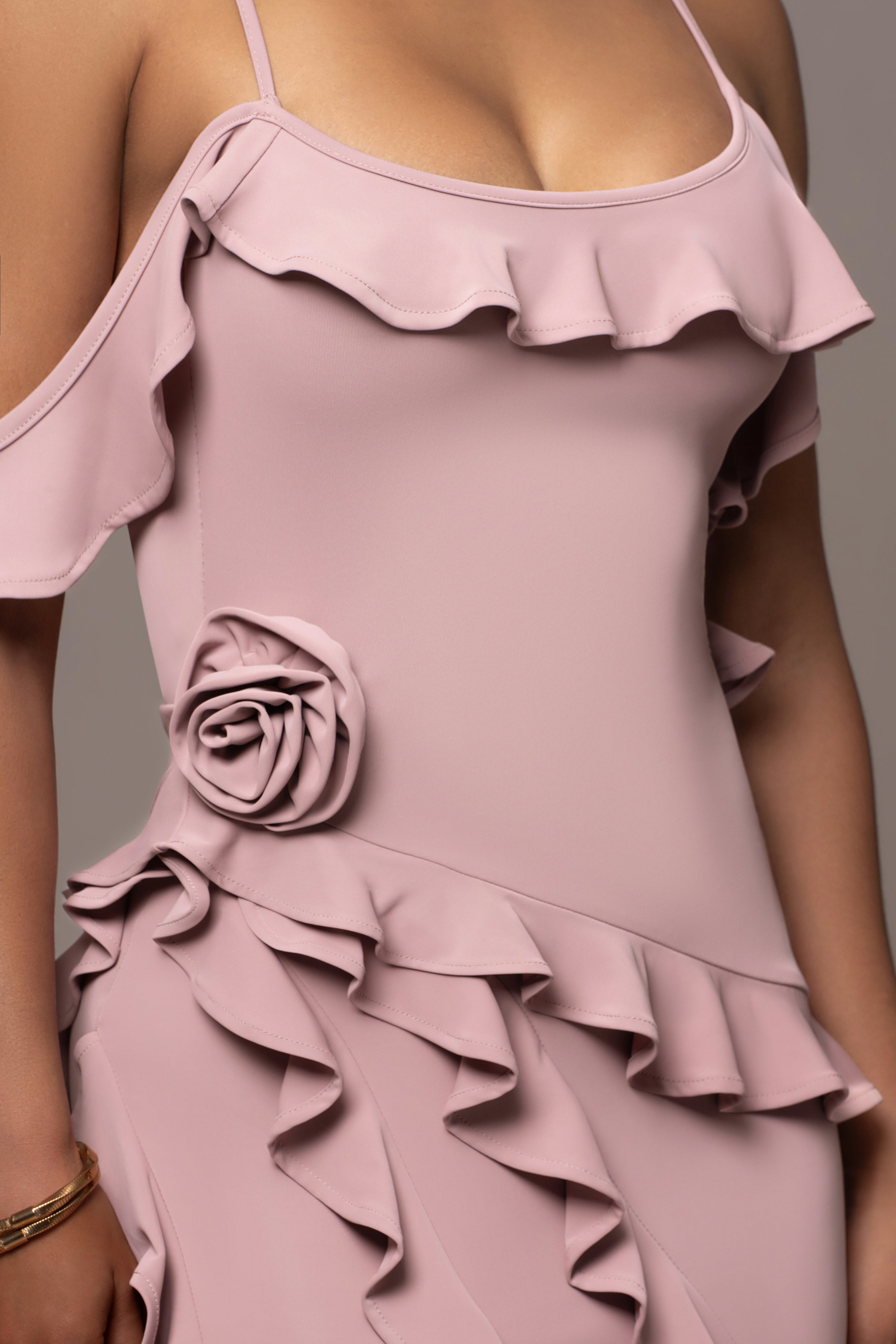 Mauve Brenna Ruffle Maxi Dress - JLUXLABEL