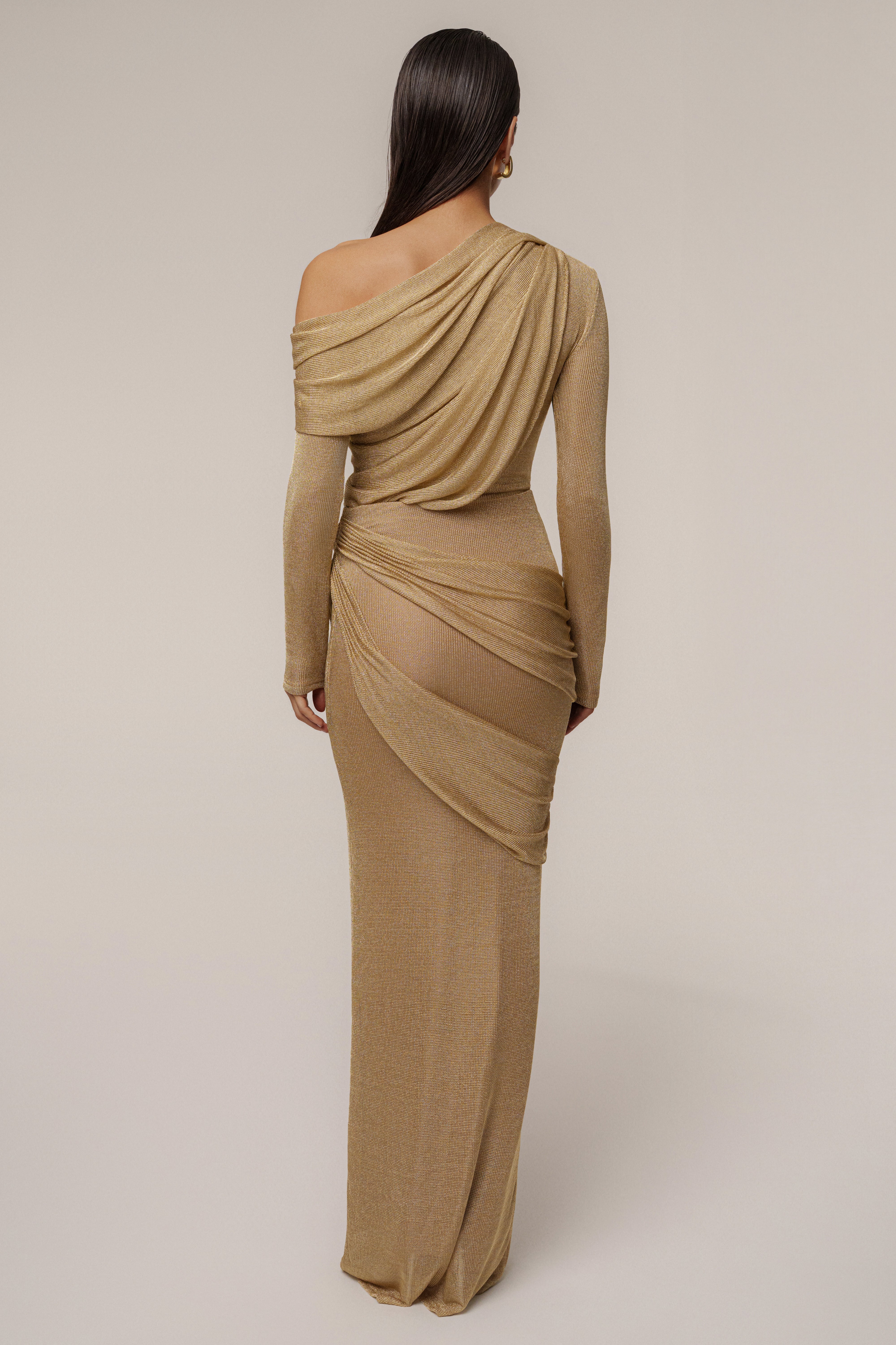 Gold Opulent Metallic Maxi Skirt