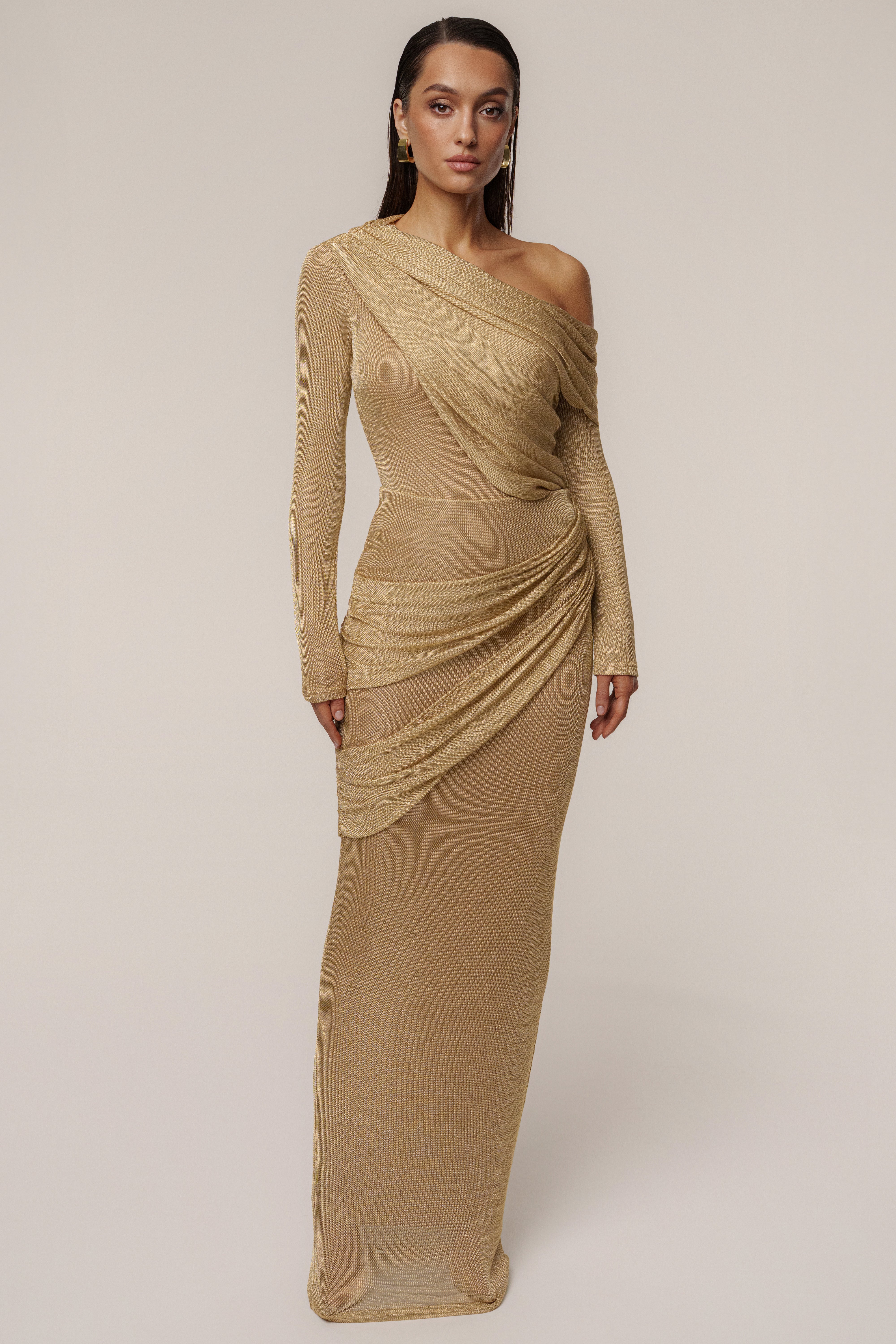 Gold Opulent Metallic Maxi Skirt