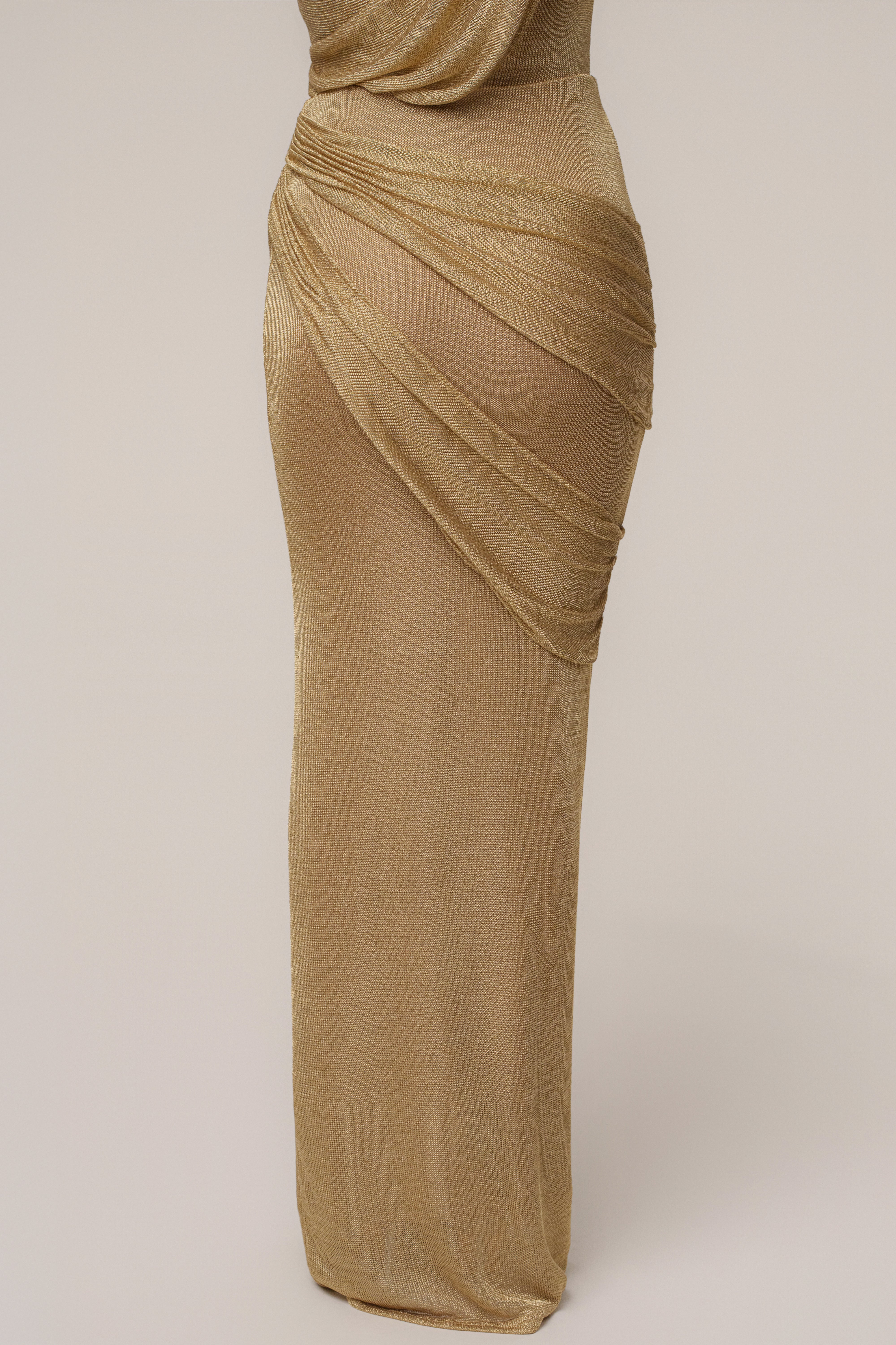 Gold Opulent Metallic Maxi Skirt