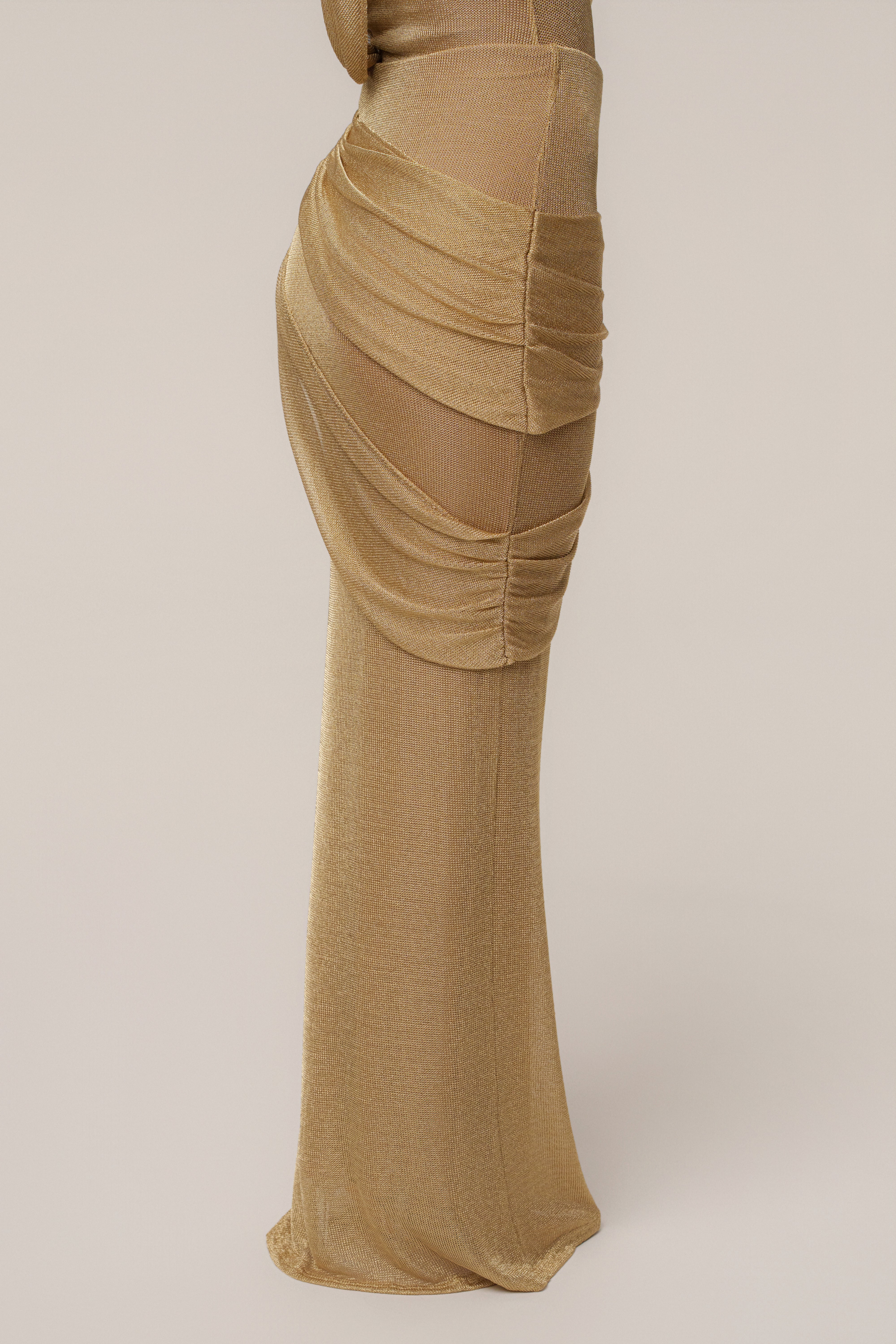 Gold Opulent Metallic Maxi Skirt