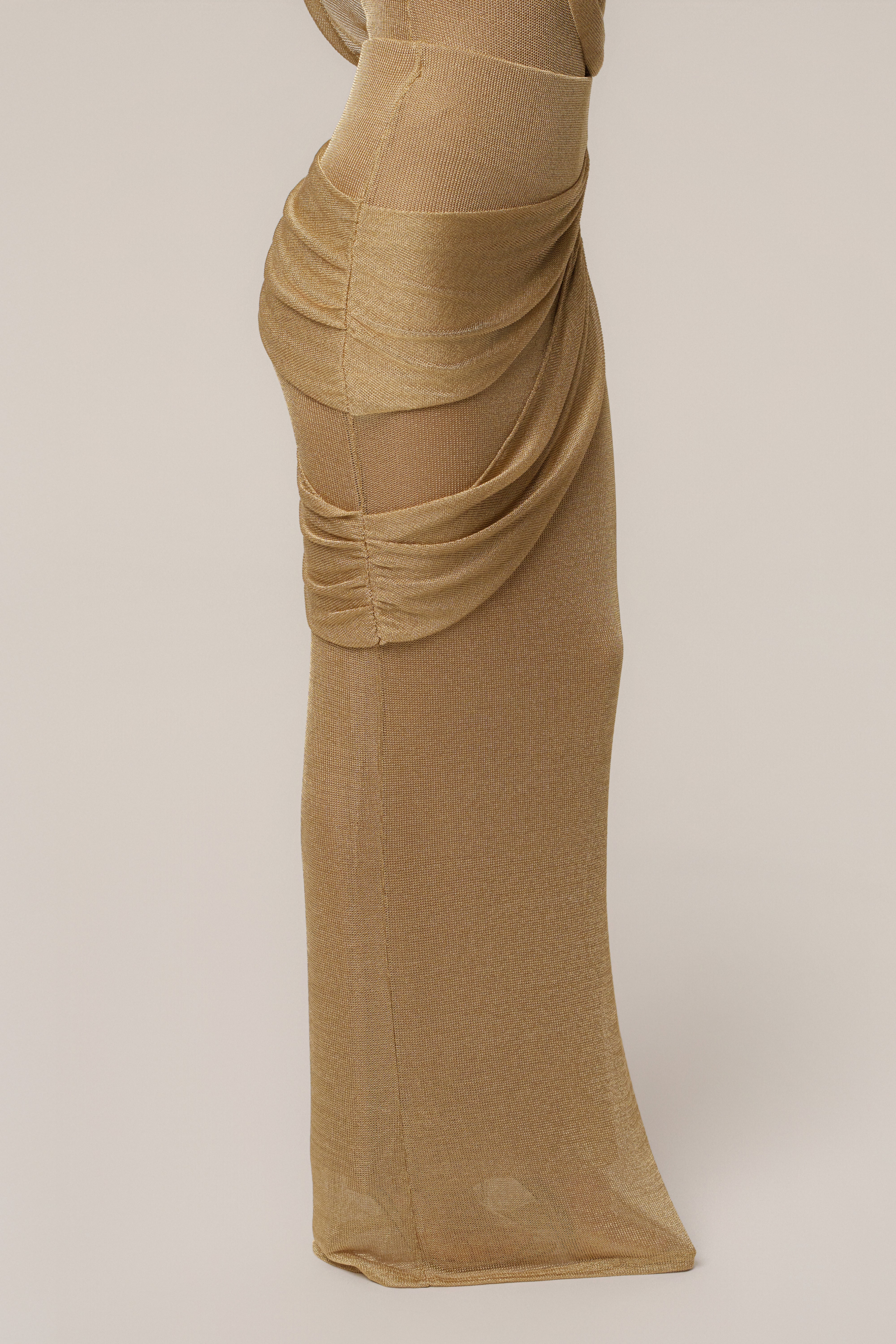 Gold Opulent Metallic Maxi Skirt