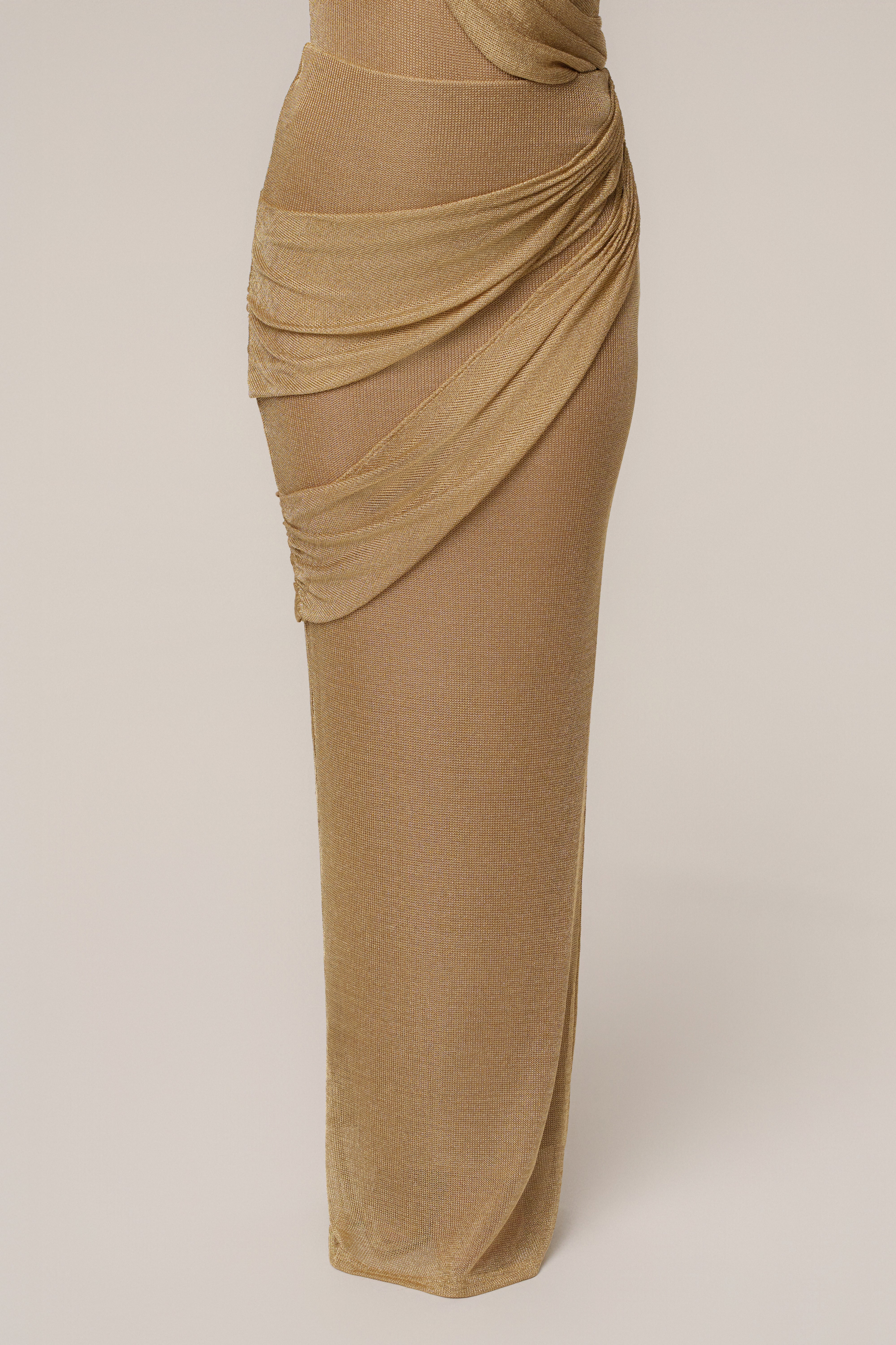 Gold Opulent Metallic Maxi Skirt