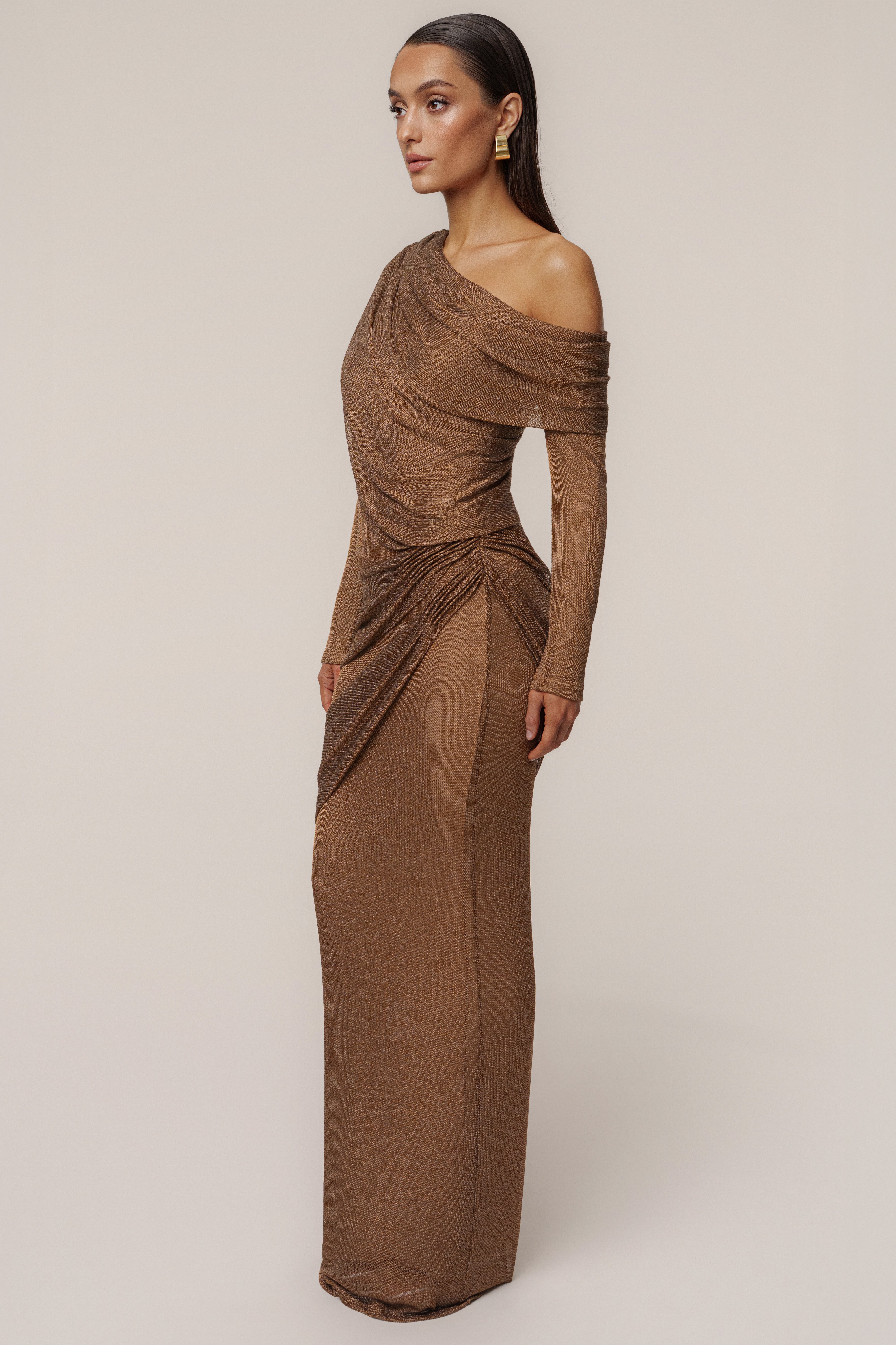 Bronze Opulent Metallic Maxi Skirt