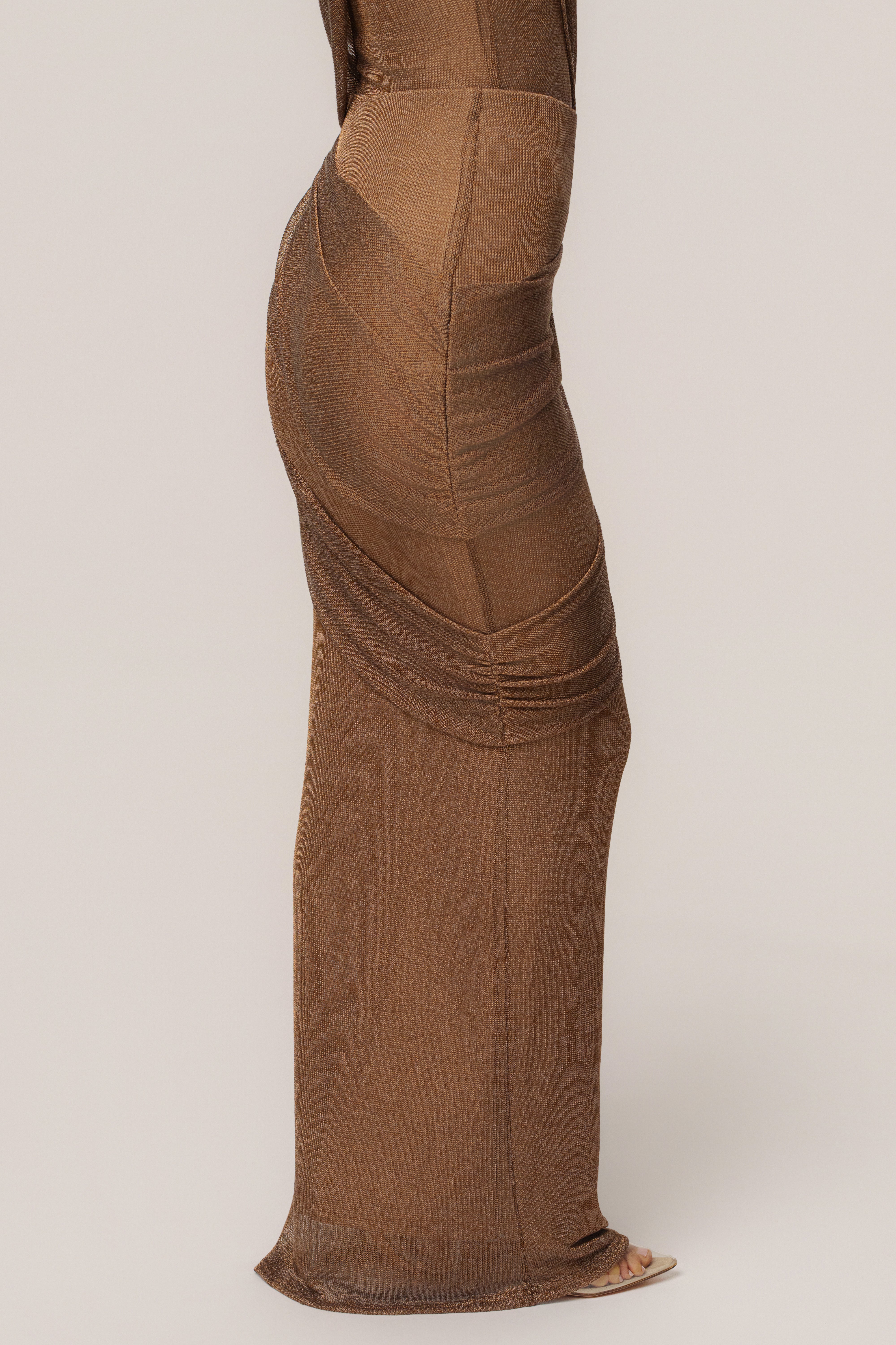 Bronze Opulent Metallic Maxi Skirt