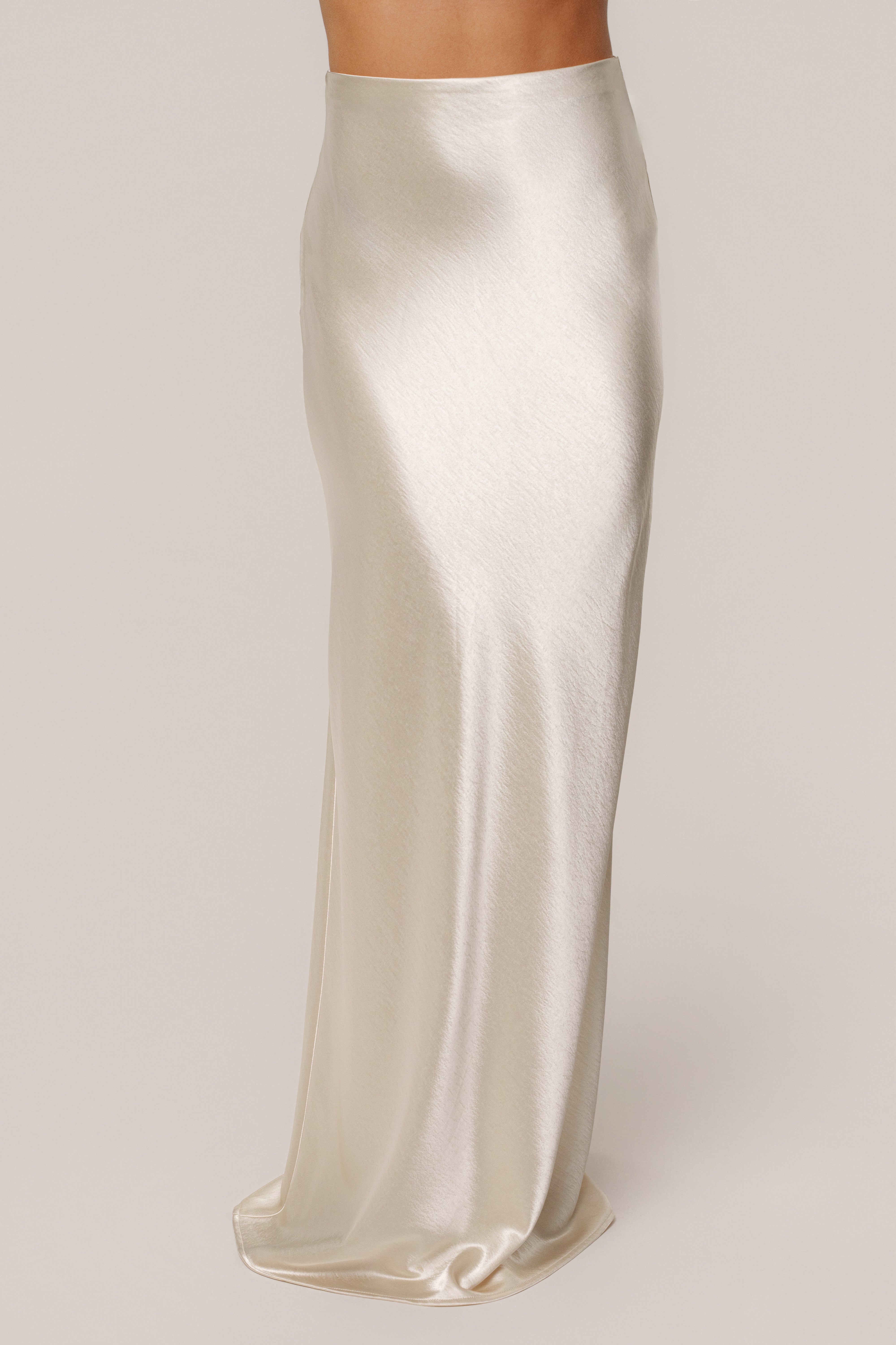 Champagne Tradition Satin Maxi Skirt - JLUXLABEL