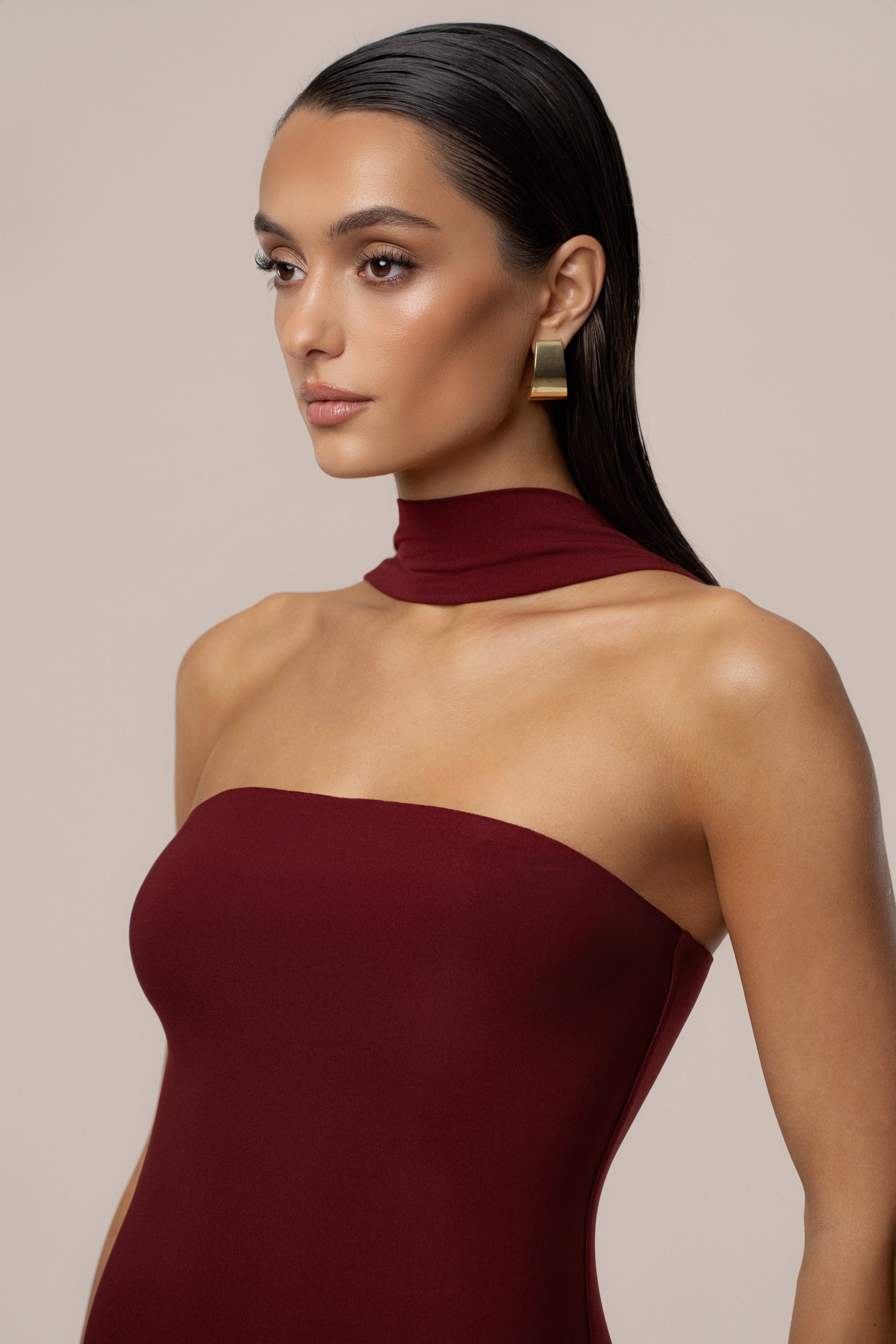 Burgundy Night Rose Maxi Dress - JLUXLABEL