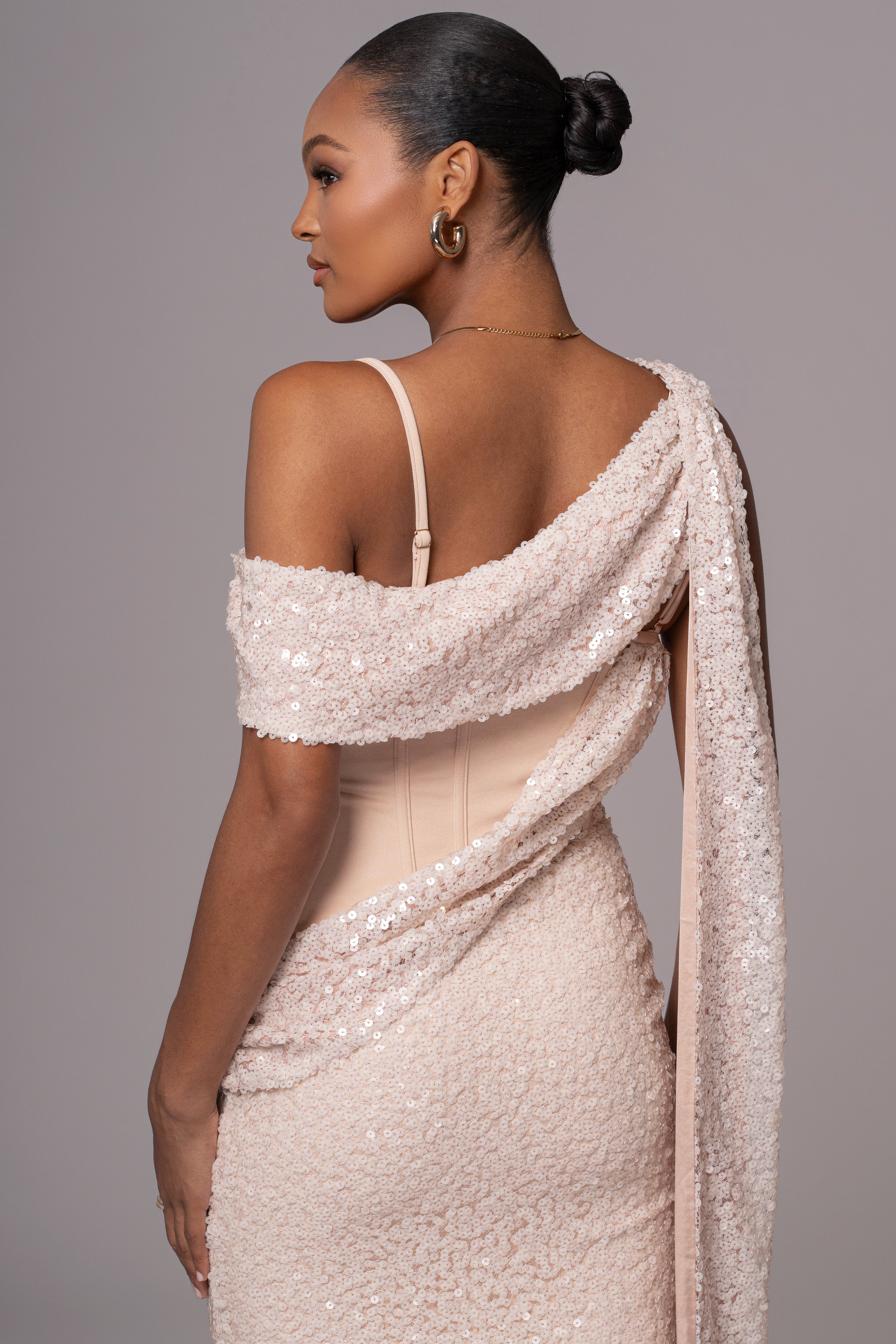 Blush Amani Draped Sequin Maxi Dress - JLUXLABEL