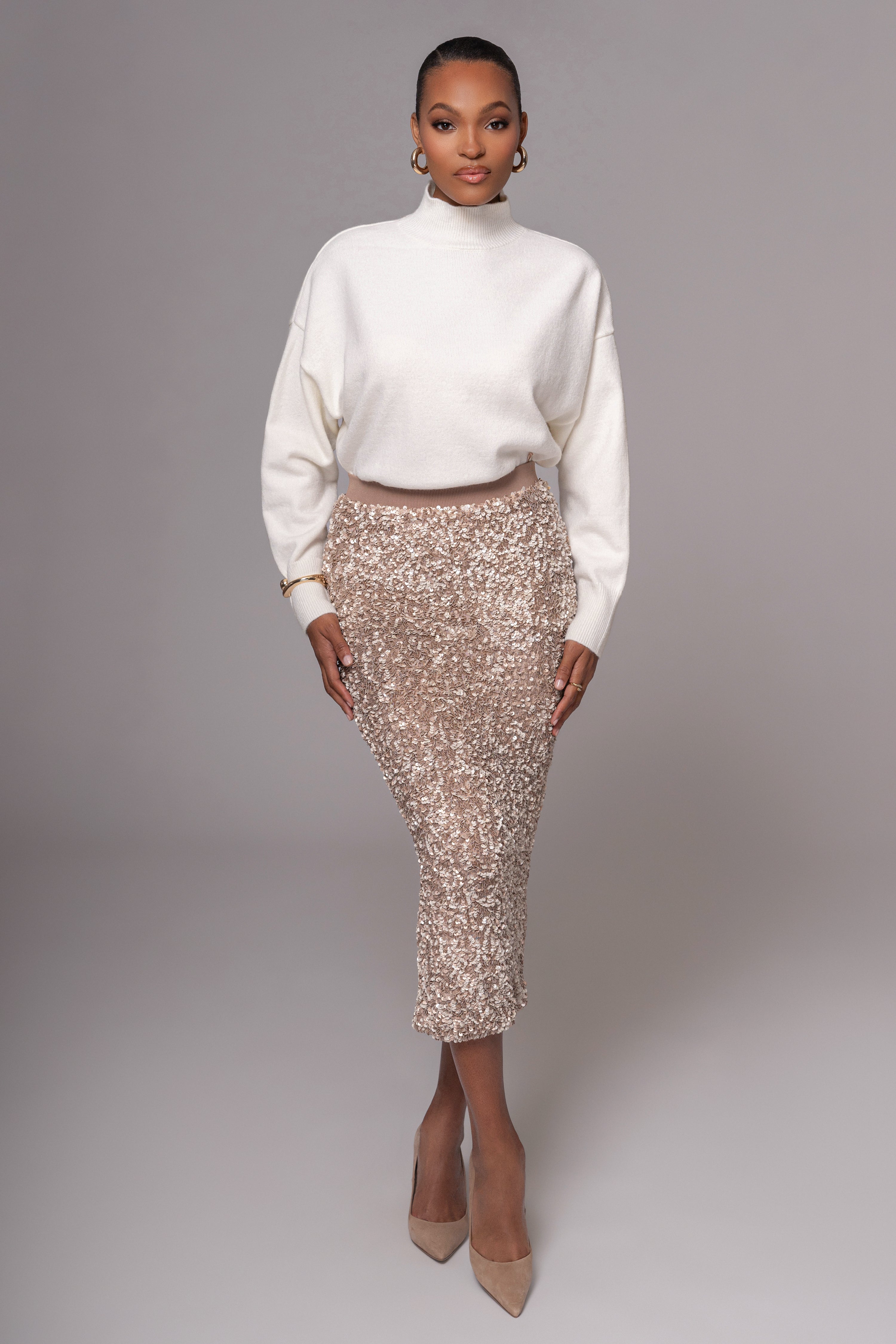 Ivory Turtleneck Sweater Top - JLUXLABEL