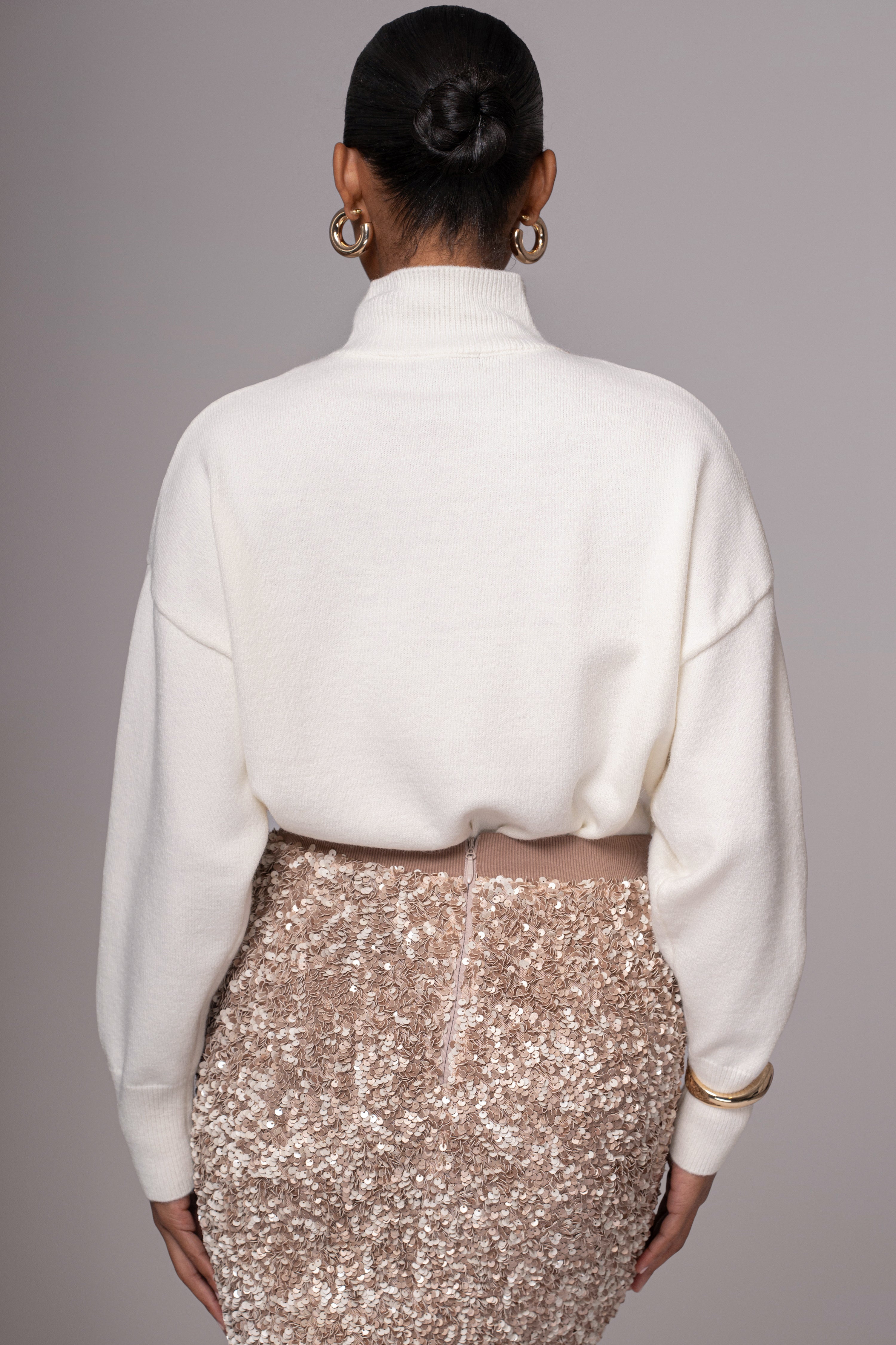 Ivory Turtleneck Sweater Top - JLUXLABEL