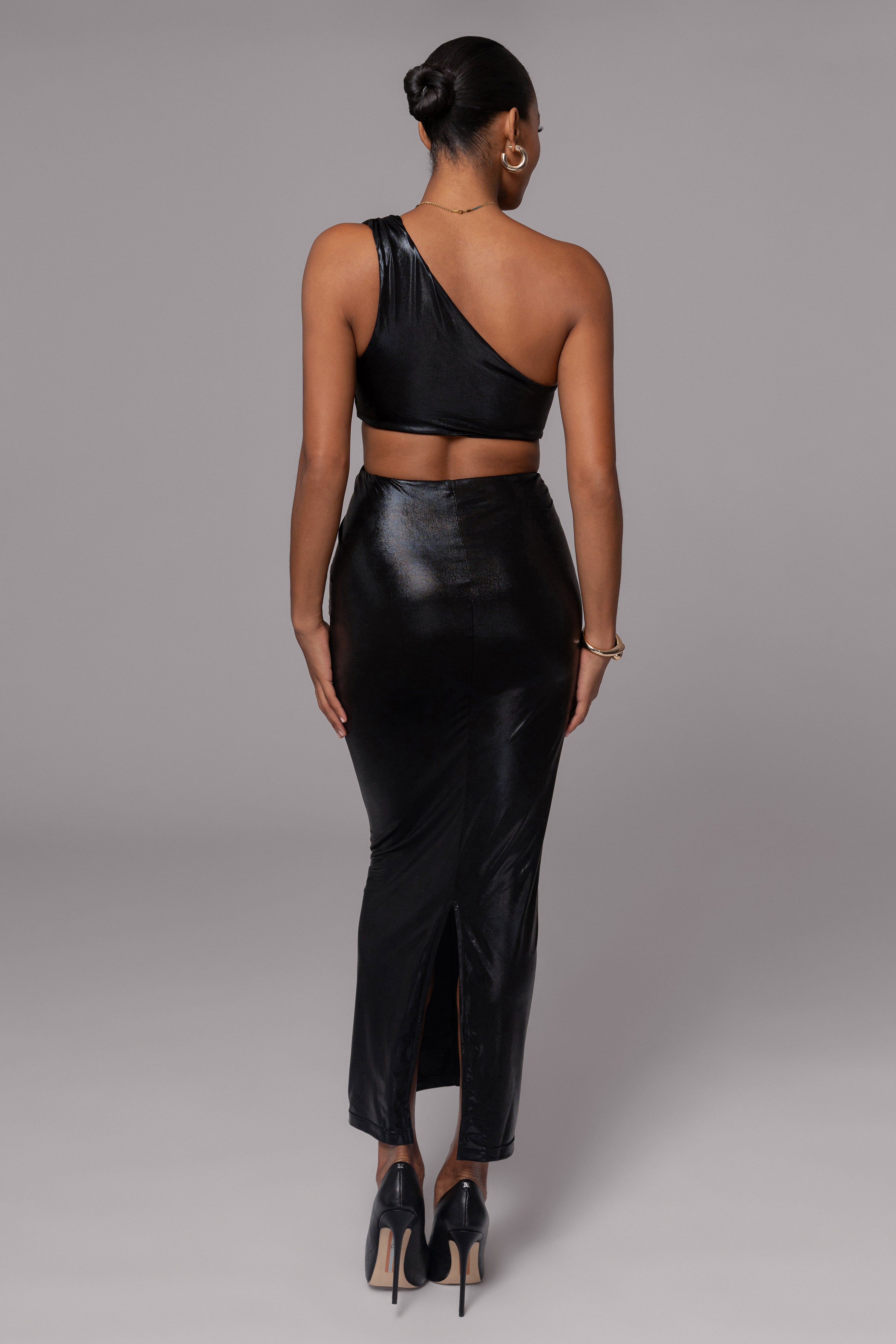 Black Joce One Shoulder Maxi Dress - JLUXLABEL