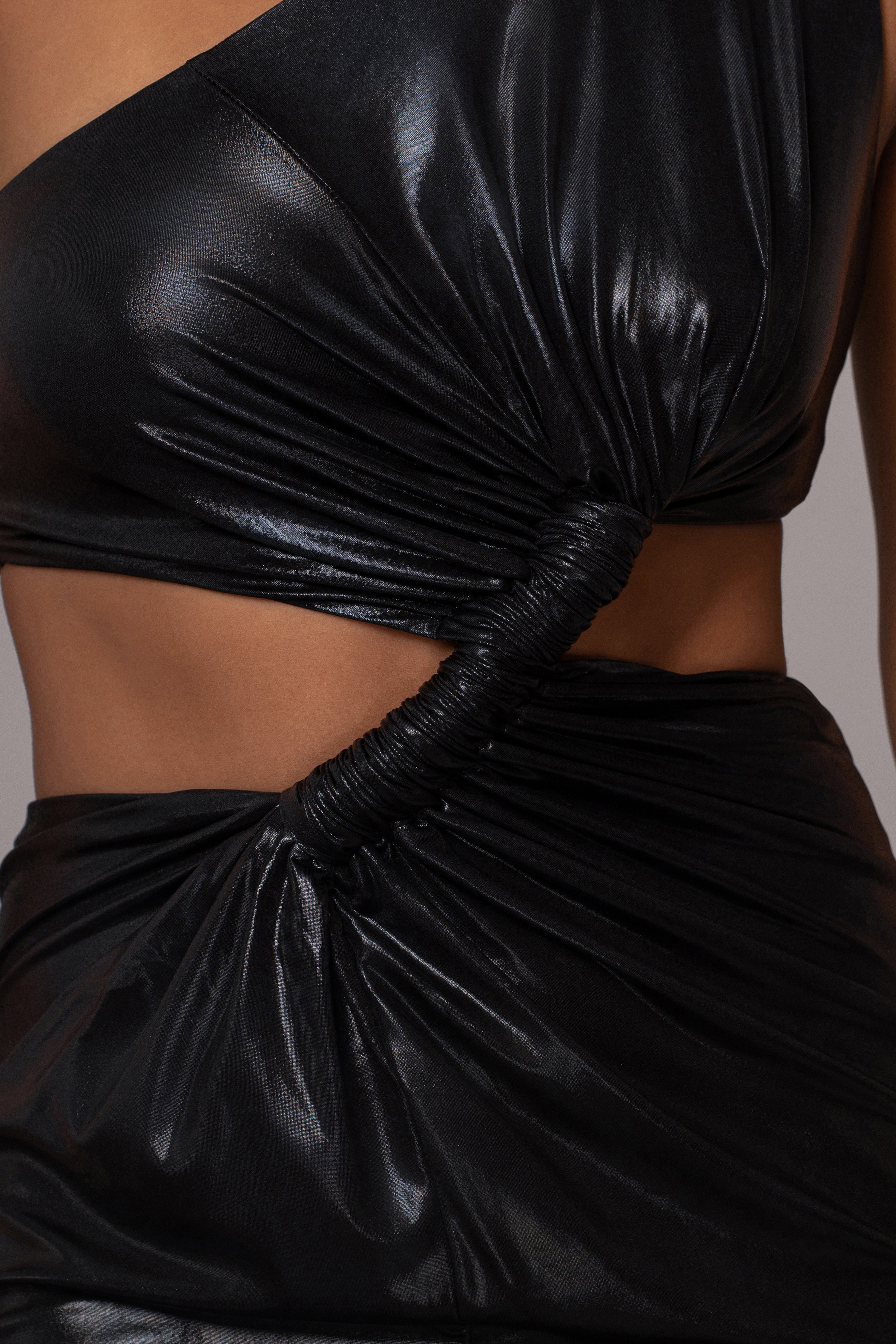 Black Joce One Shoulder Maxi Dress - JLUXLABEL