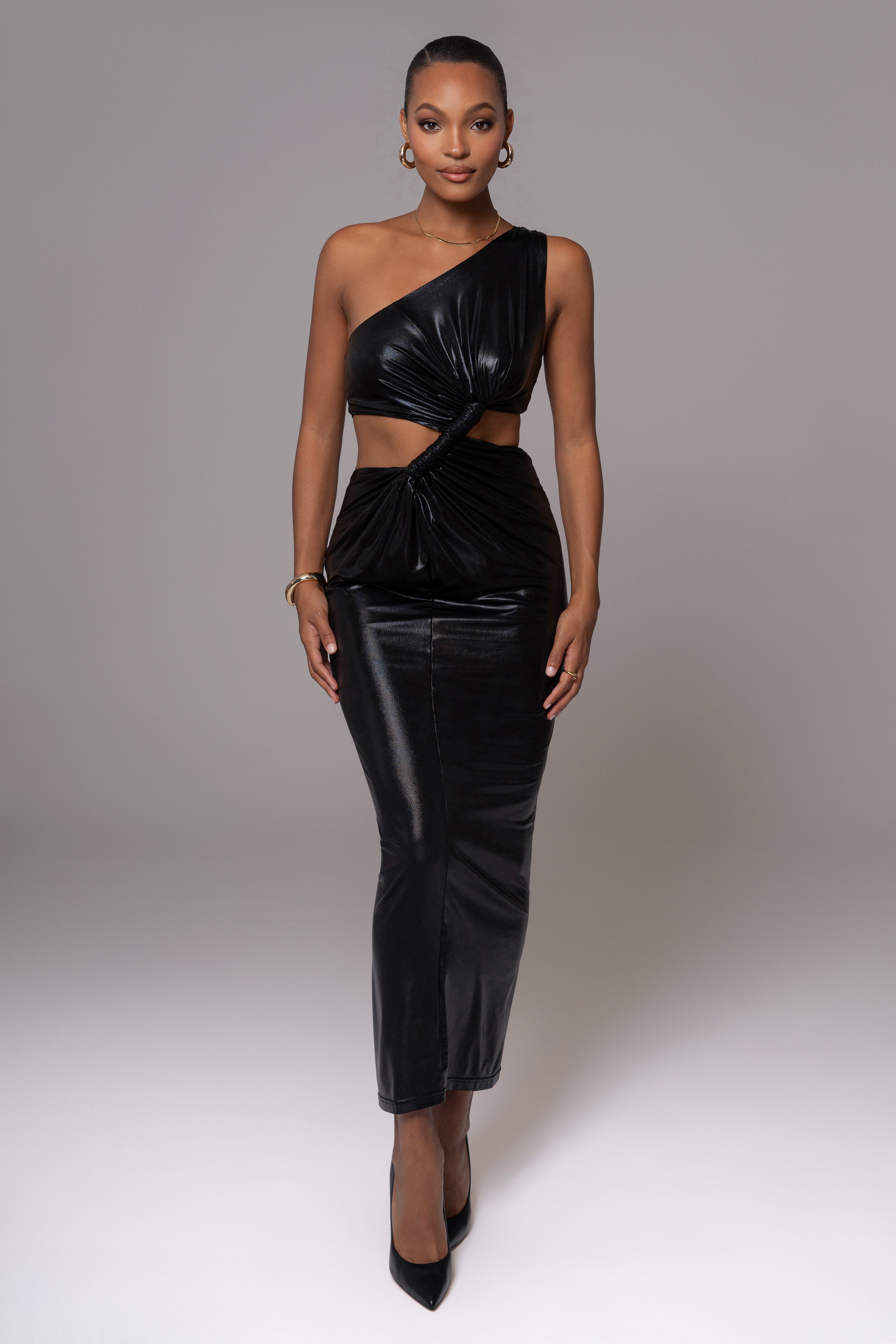 Black Joce One Shoulder Maxi Dress - JLUXLABEL