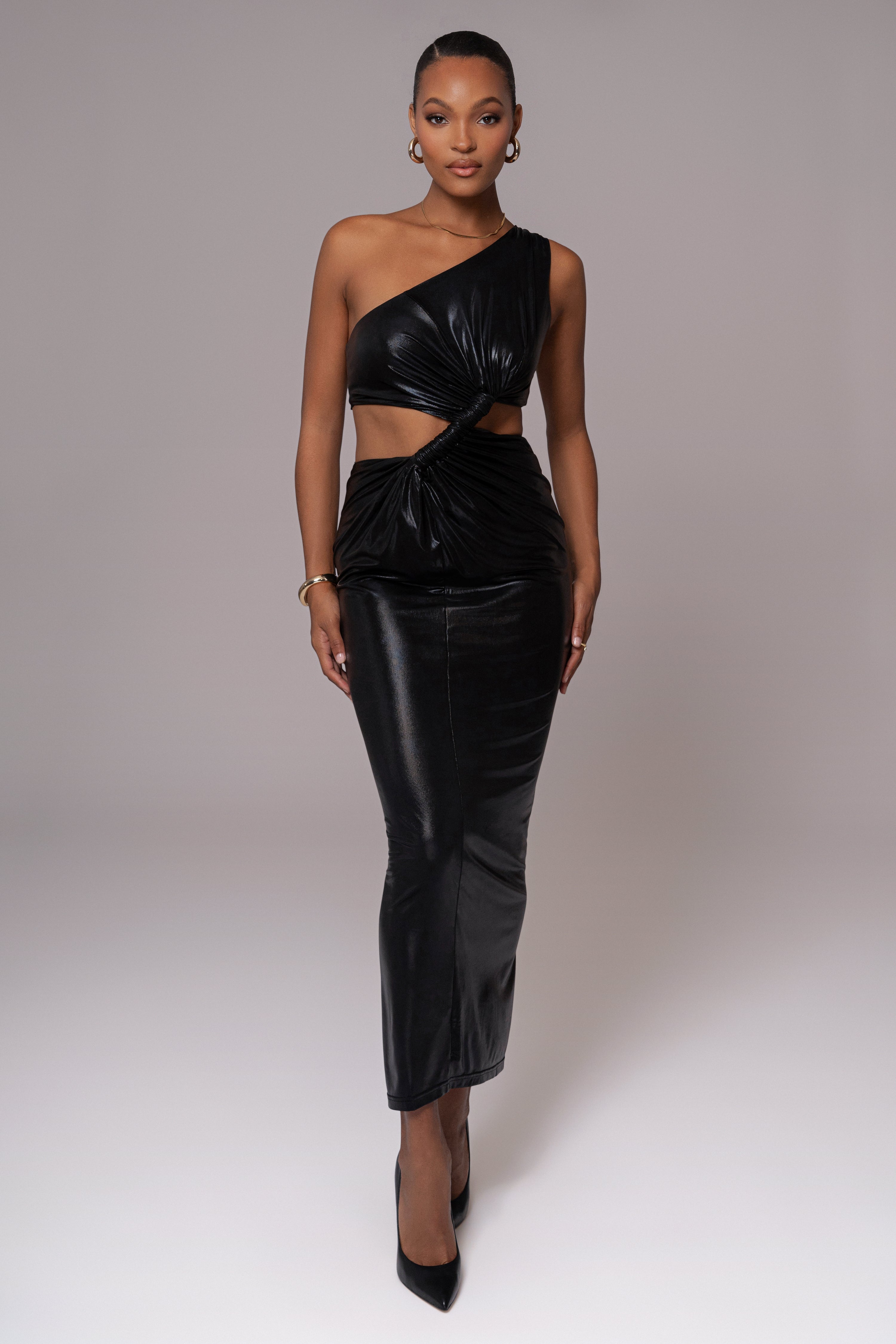 Black Joce One Shoulder Maxi Dress - JLUXLABEL