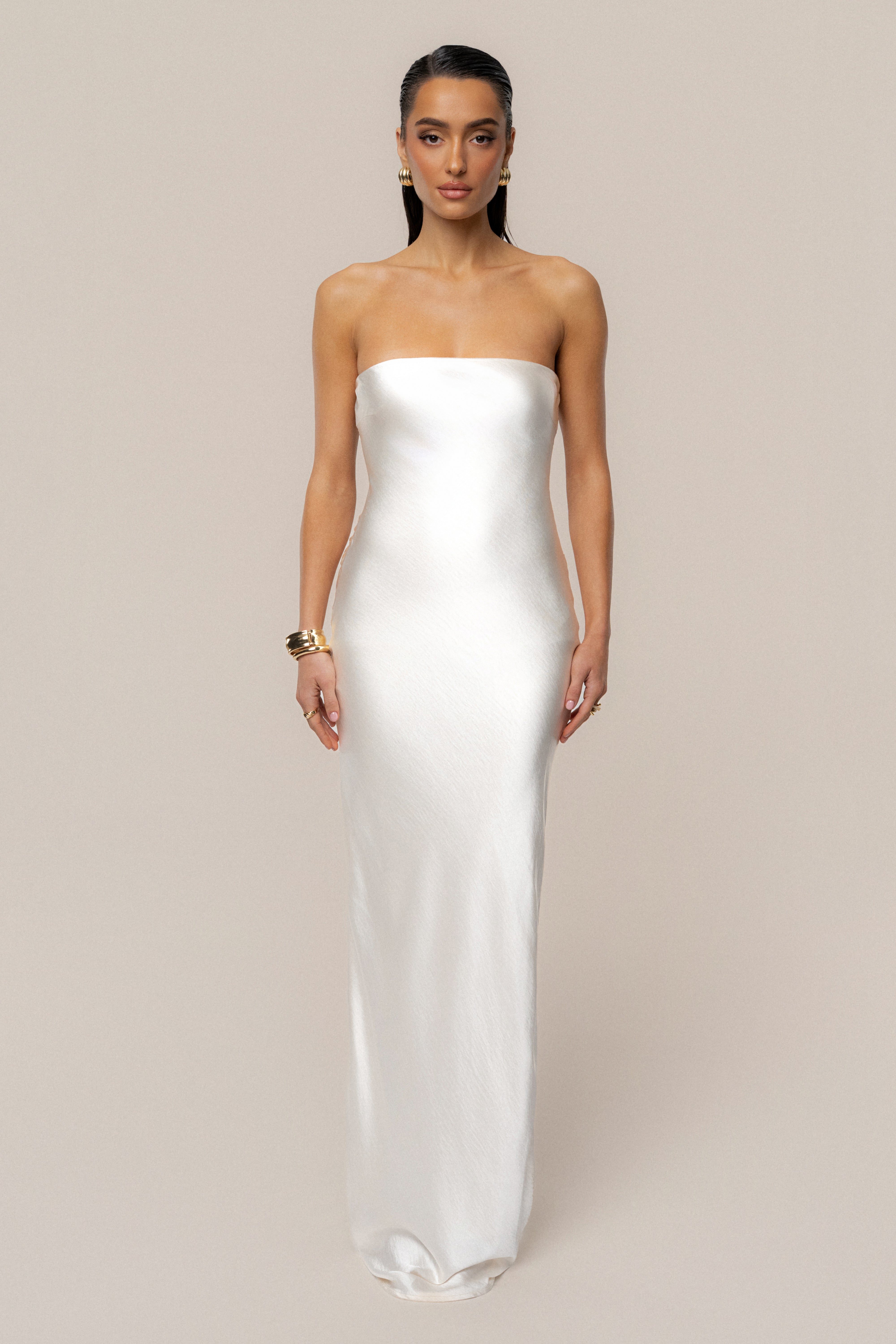 PRE-ORDER Ivory Regal Rising Satin Maxi Dress