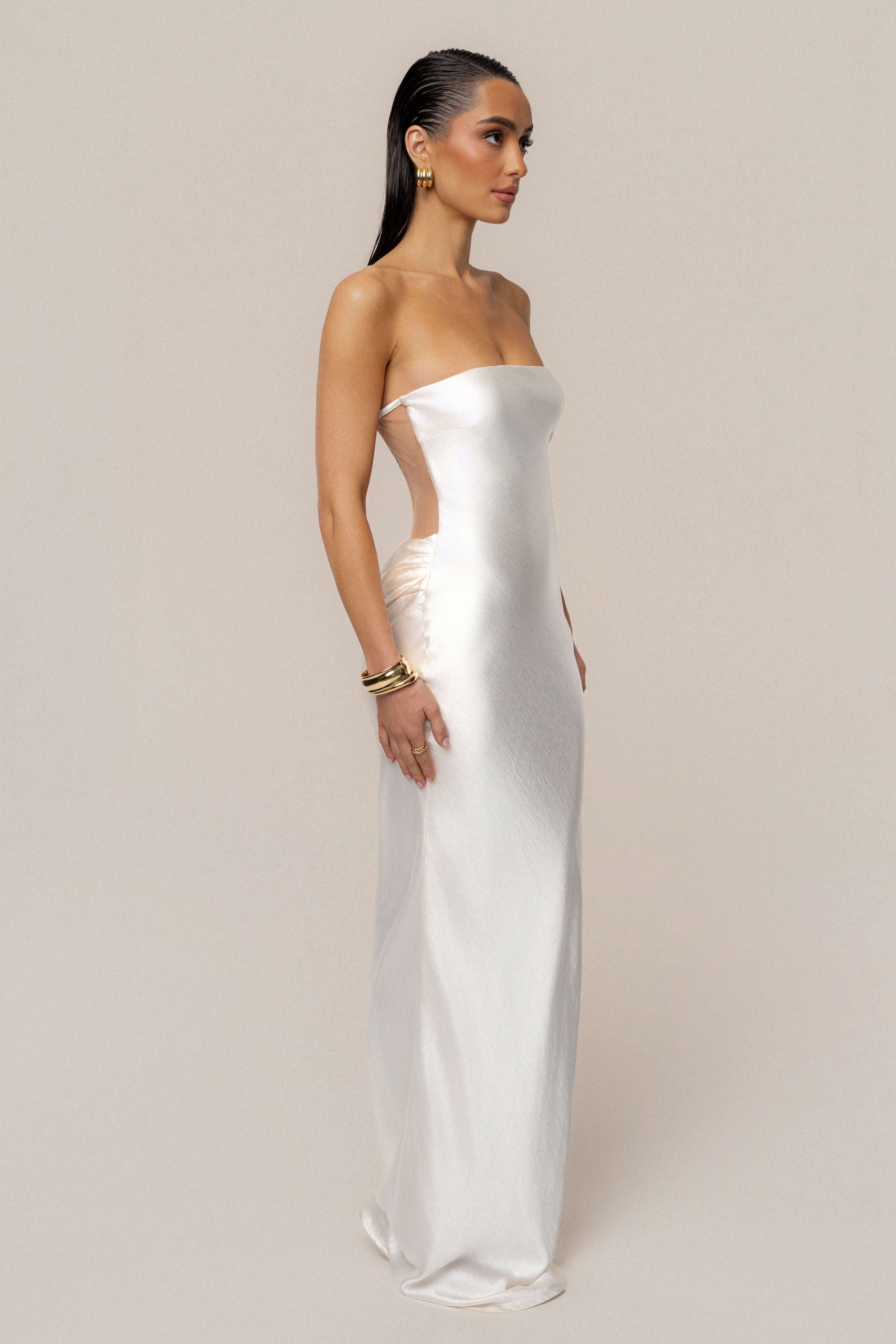 PRE-ORDER Ivory Regal Rising Satin Maxi Dress