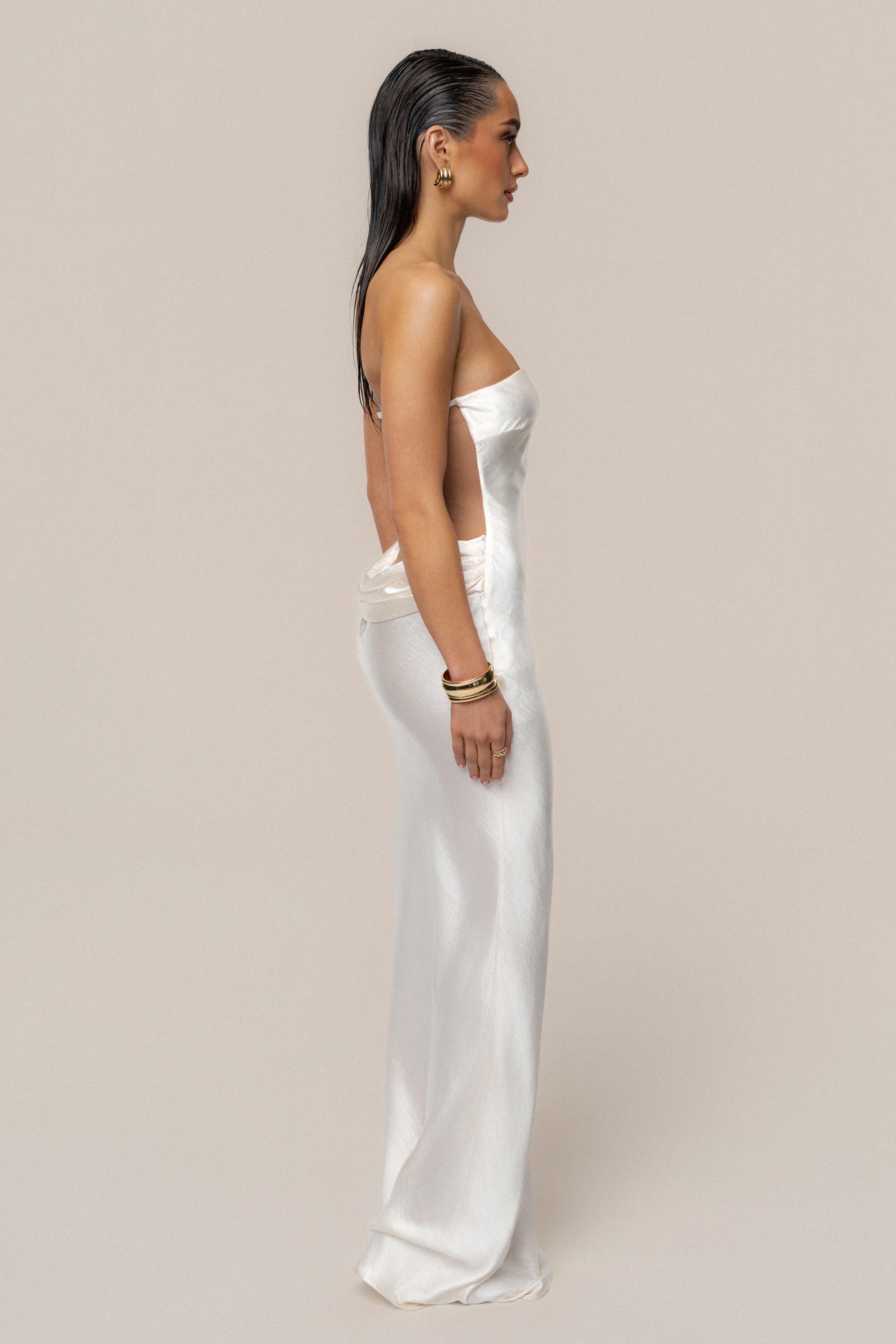 PRE-ORDER Ivory Regal Rising Satin Maxi Dress