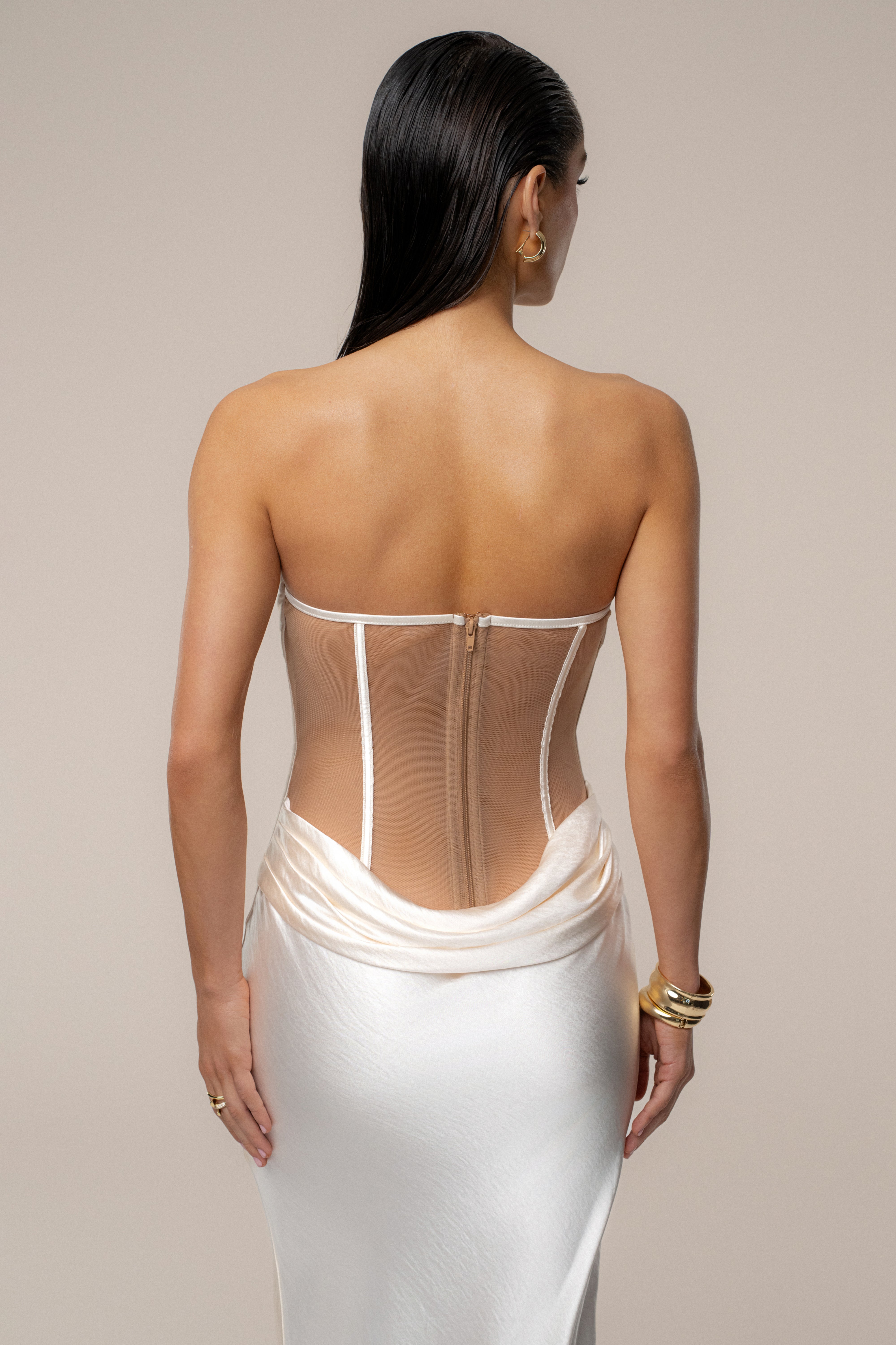 PRE-ORDER Ivory Regal Rising Satin Maxi Dress